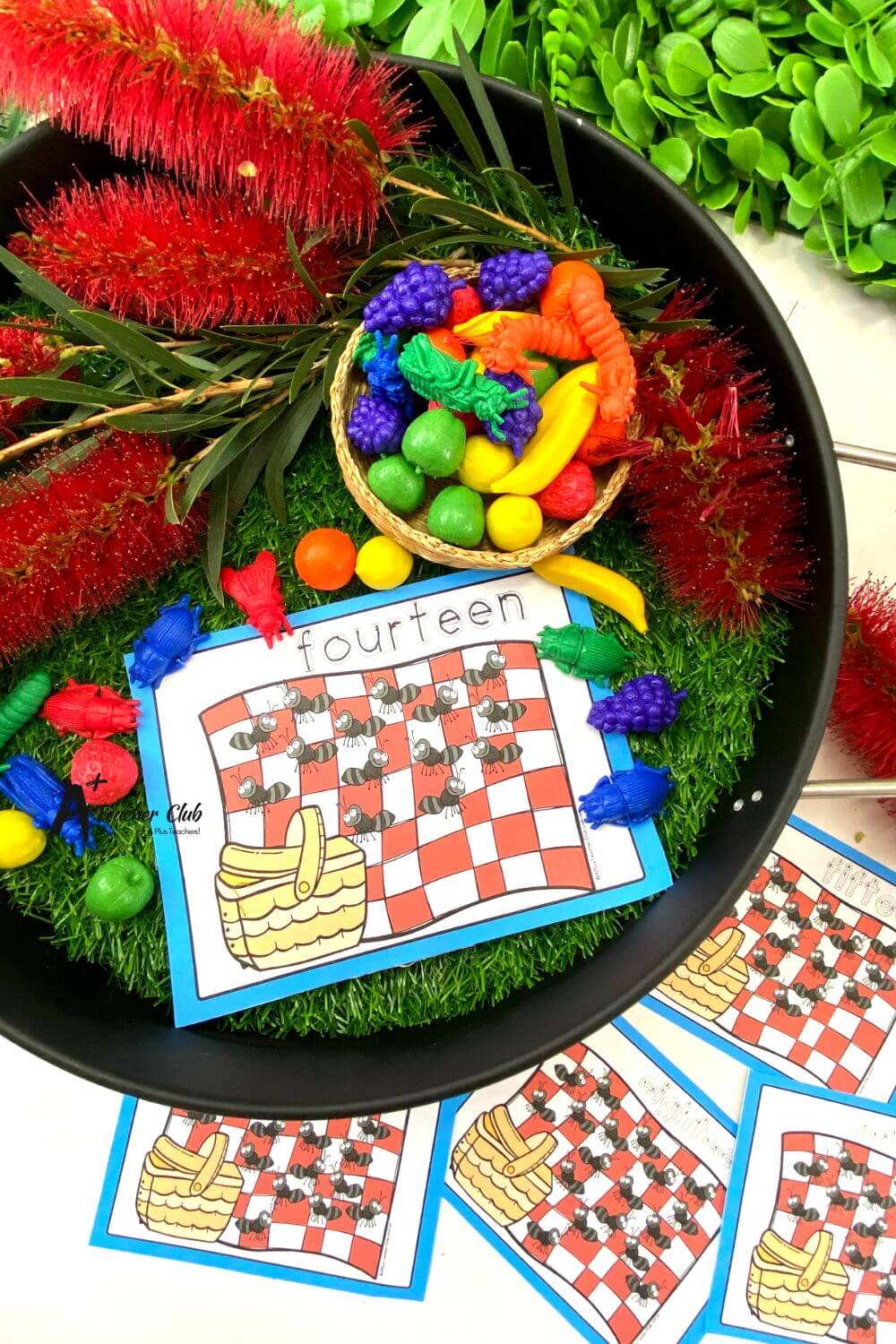 Picnic Ants Math Mats Number Names 0-30 (Counting) - Letter Font