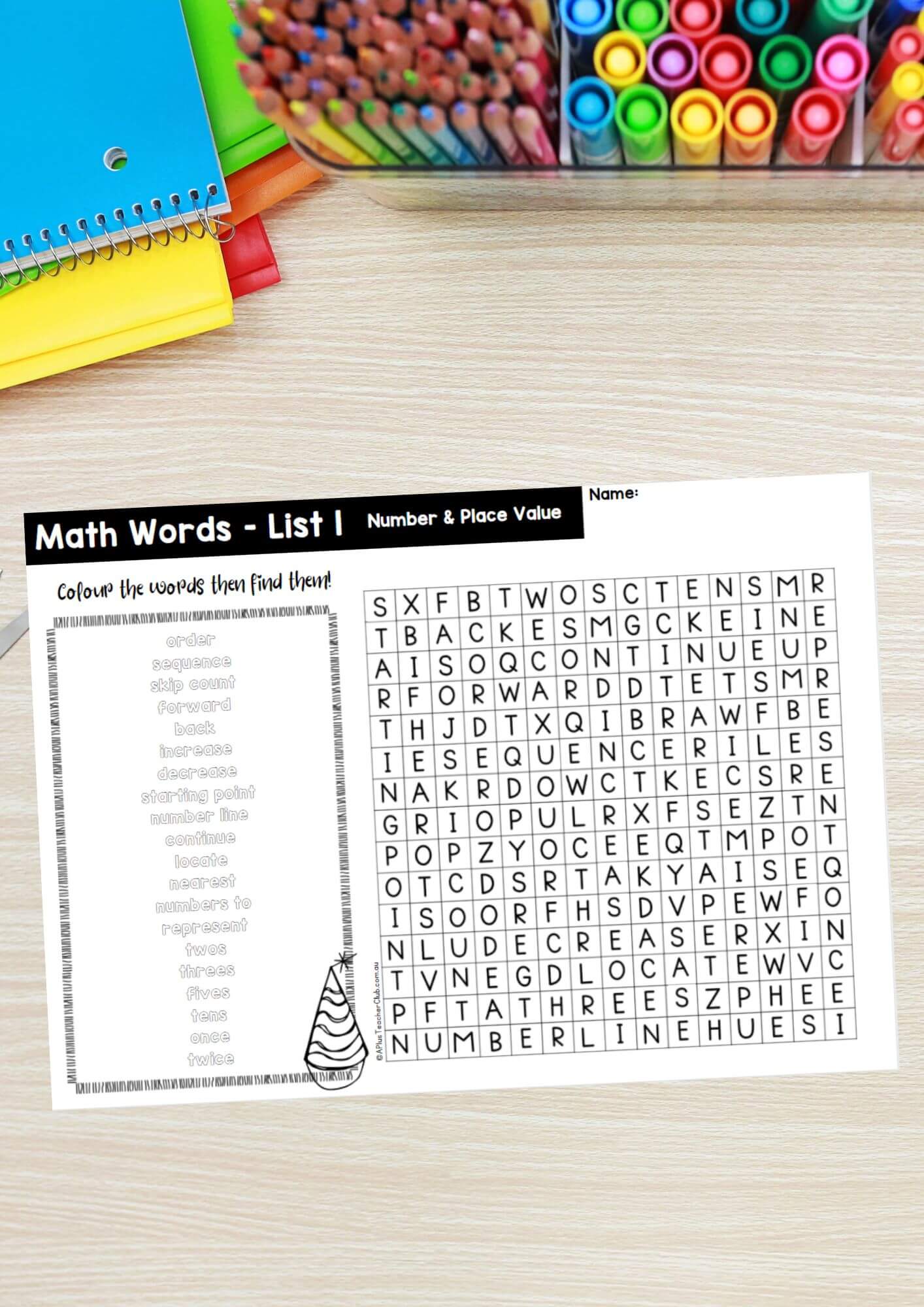 Year 2 Math Vocab Wordsearch Number & Place Value List 1
