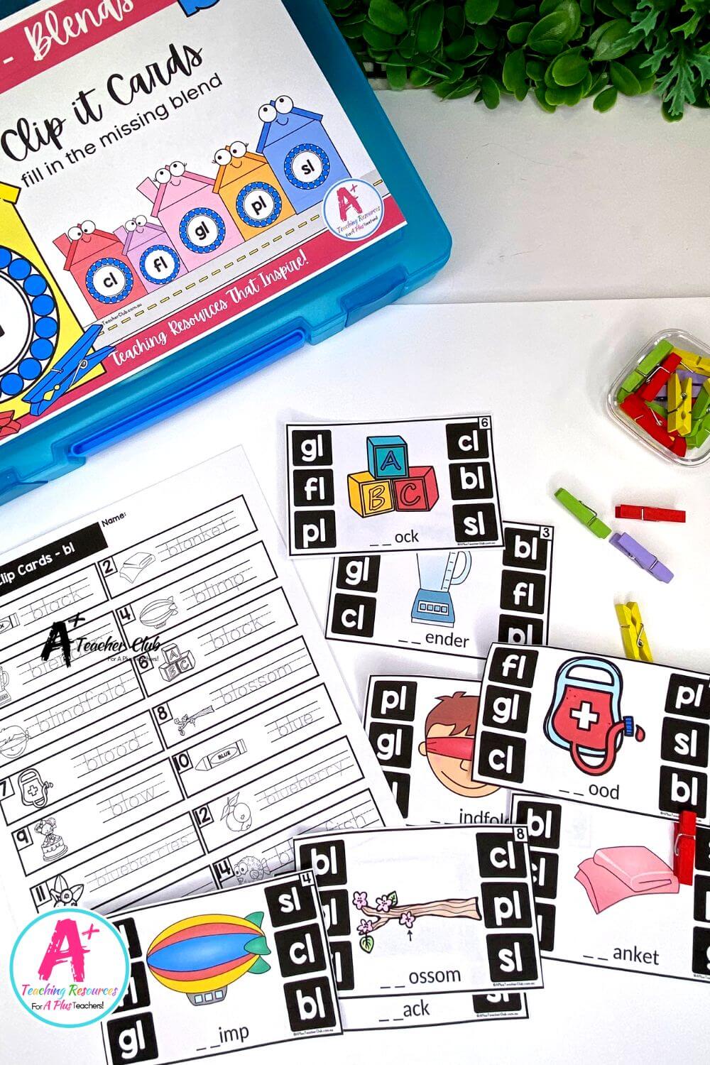 bl Consonant Blends Clip Cards