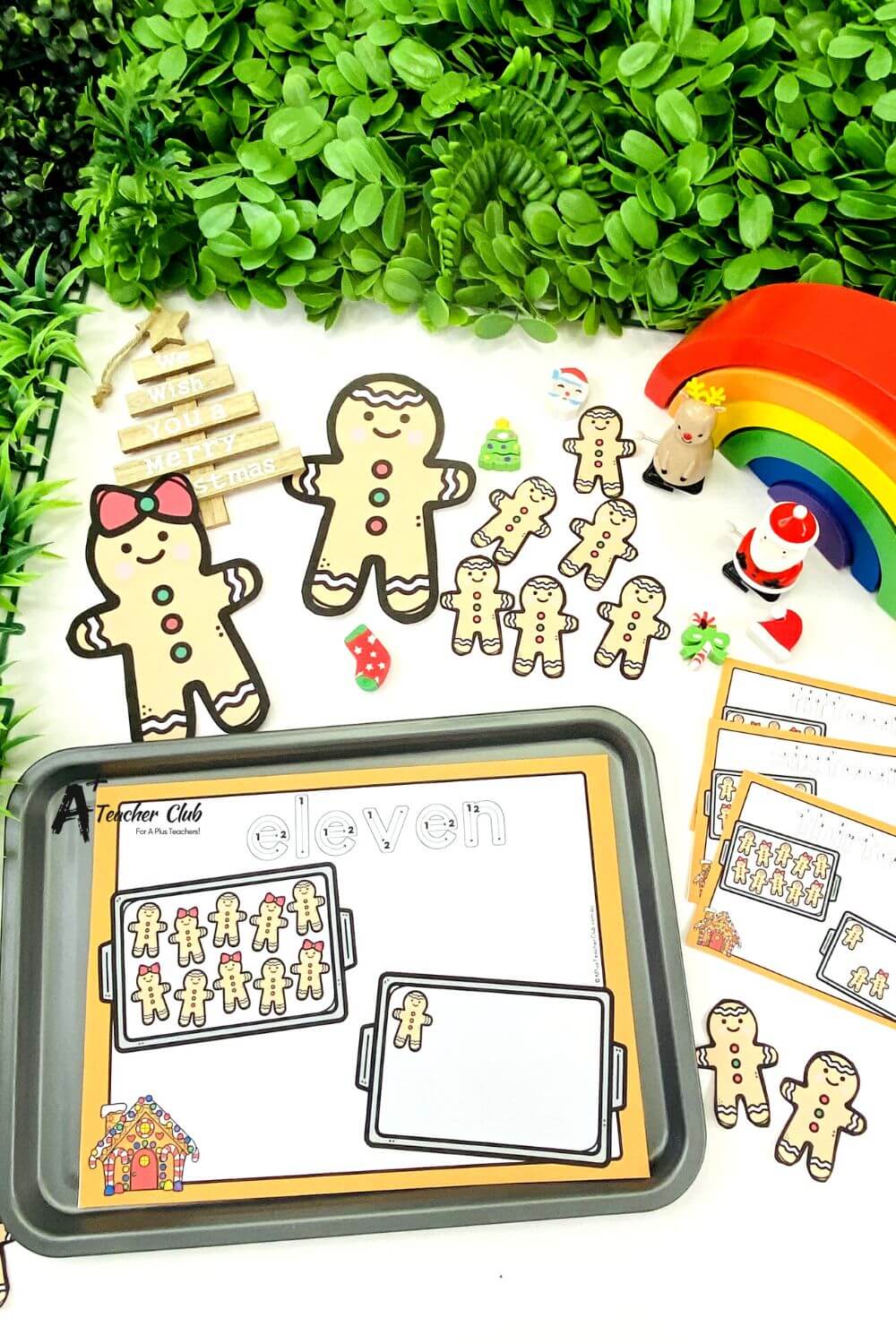 Gingerbread Man Math Mats Number Names 0-30 (Counting) -Letter Font