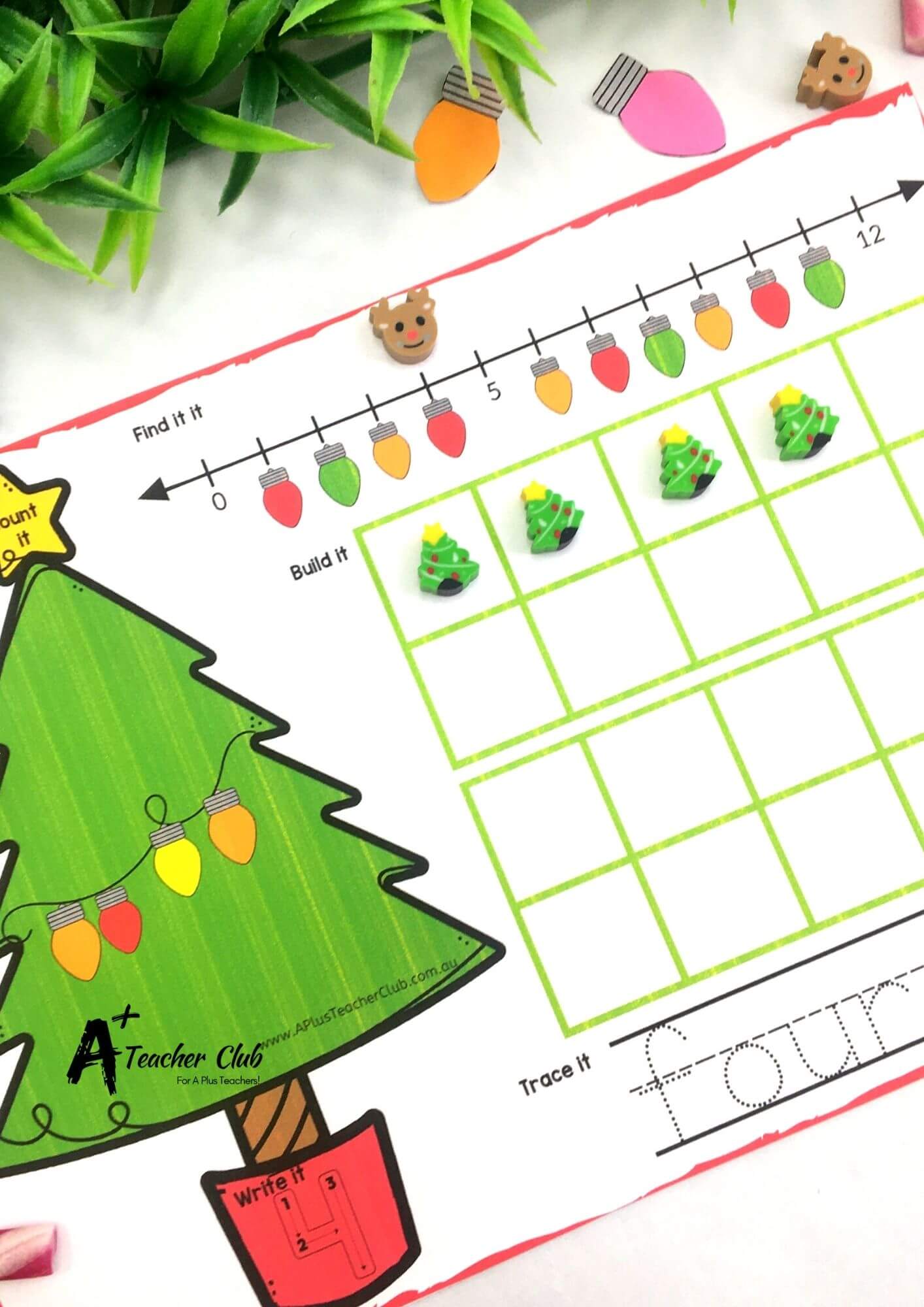 Christmas Tree Lights Number Recognition Mats 0-20