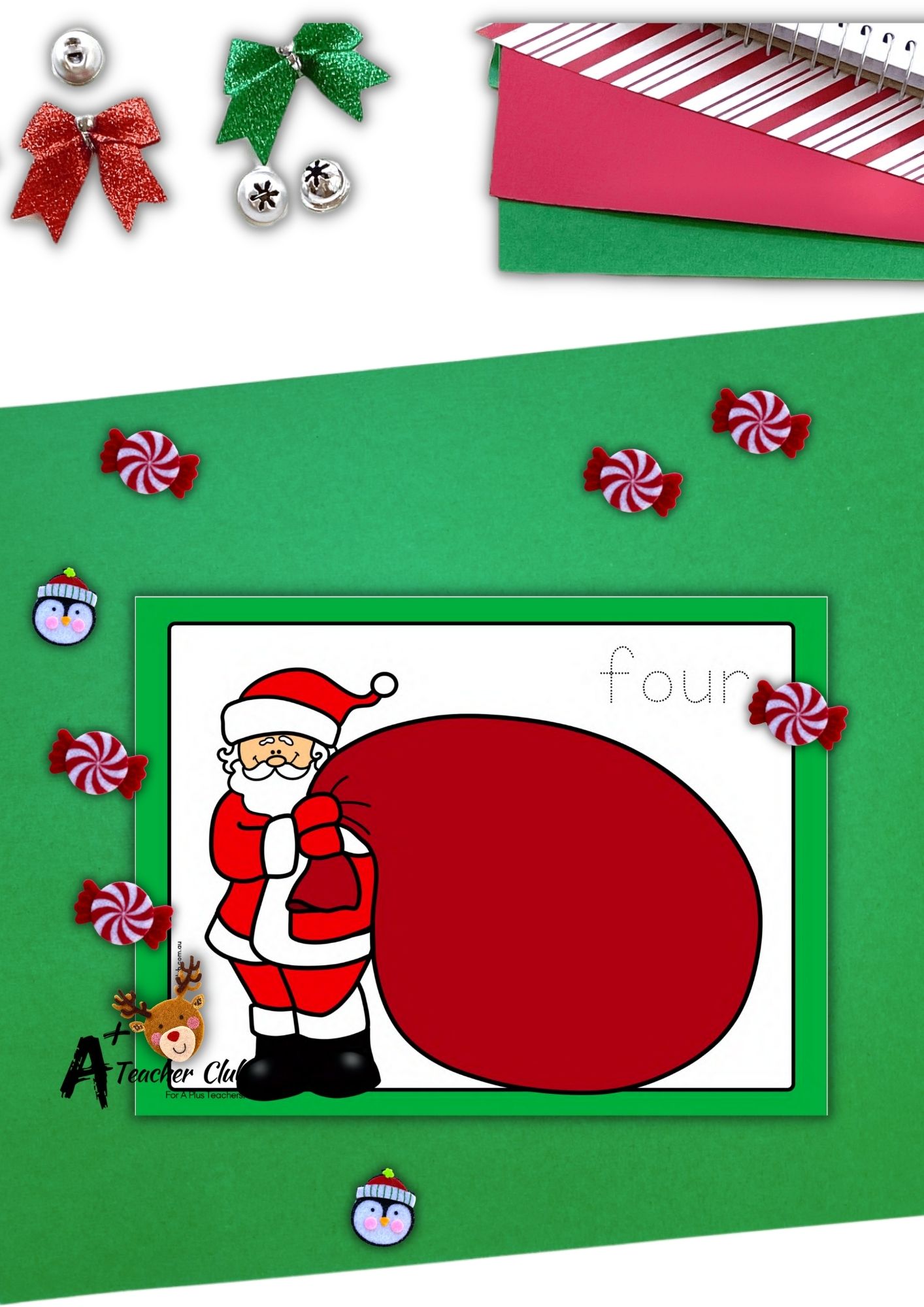 Santa Math Mats Words 0-30 (Empty) - Trace Font