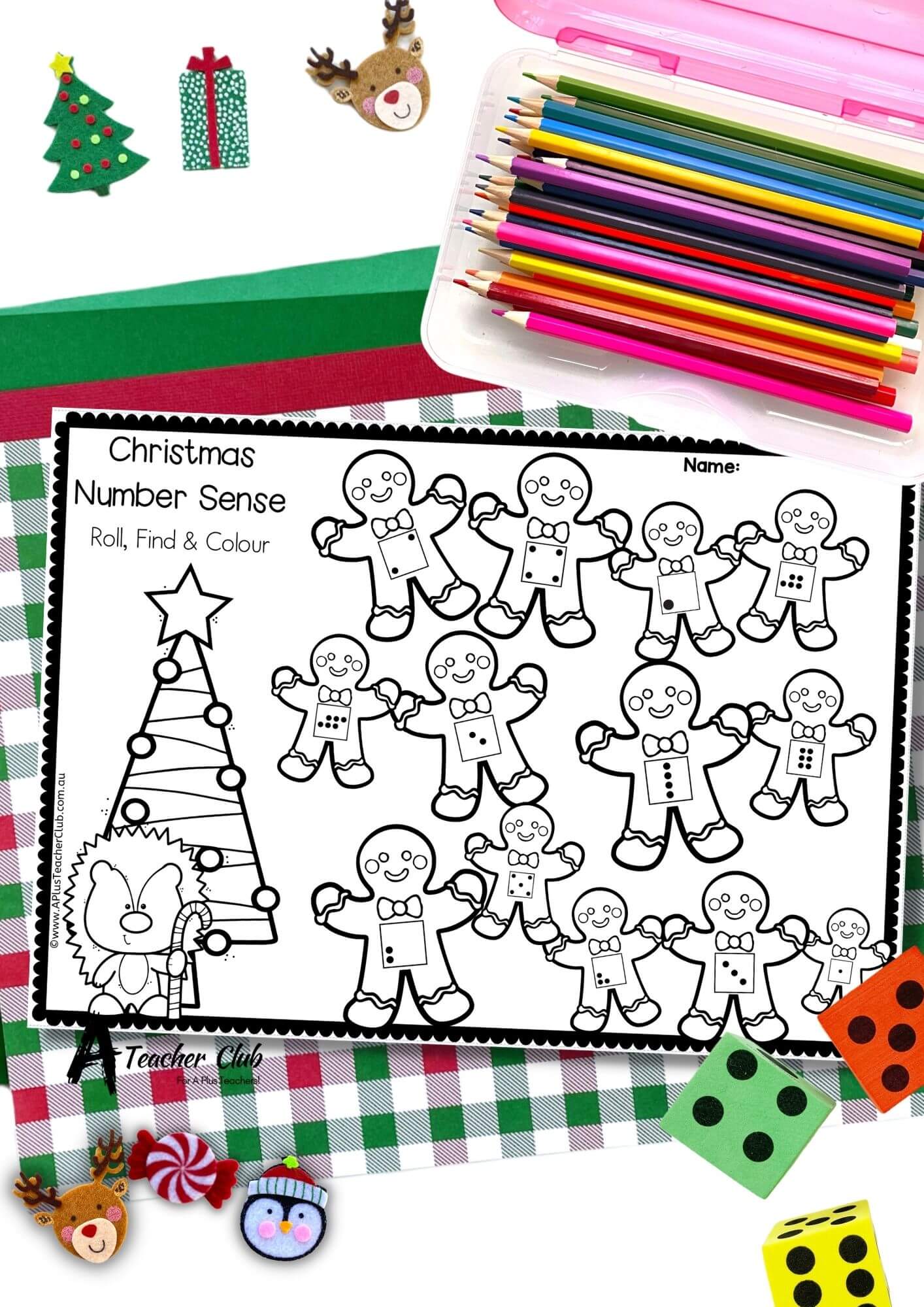 Christmas Roll Find Cover Number Sense Booklet 1-12