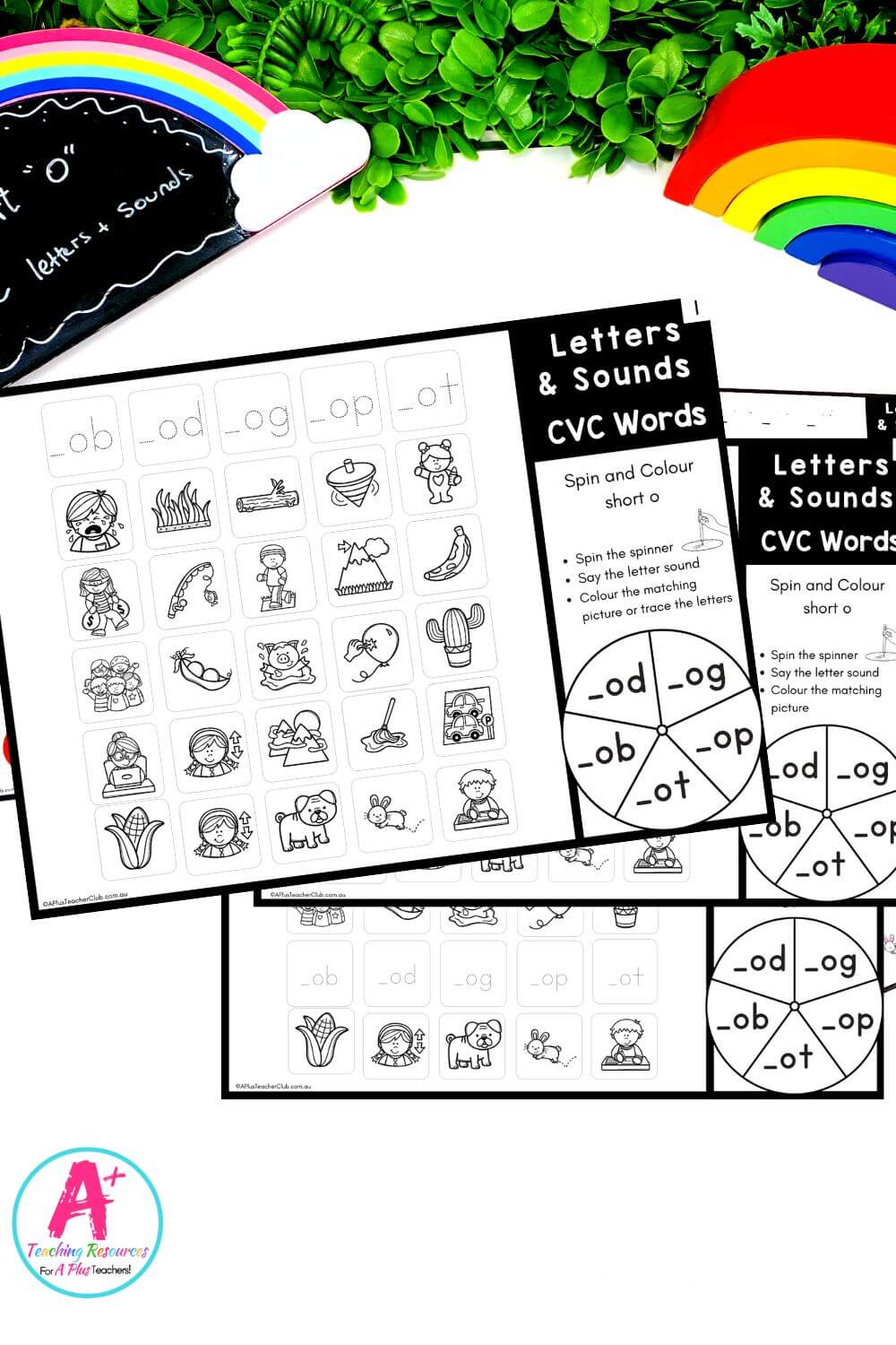 Short o Spin & Colour Worksheets (B&W)