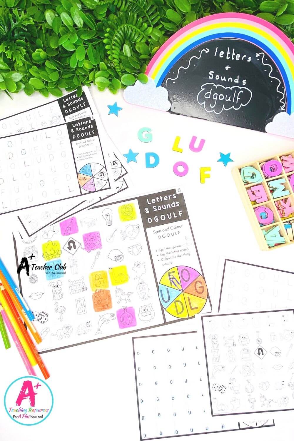 DGOULF Spin & Colour Worksheets (B&W UPPER CASE)
