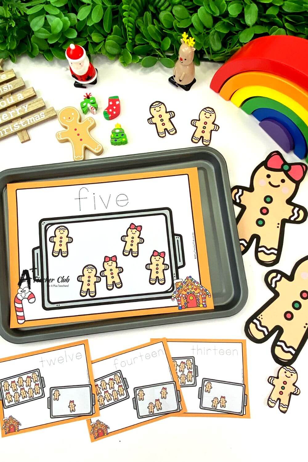 Gingerbread Man Math Mats Number Names 0-30 (Counting) -Trace Font