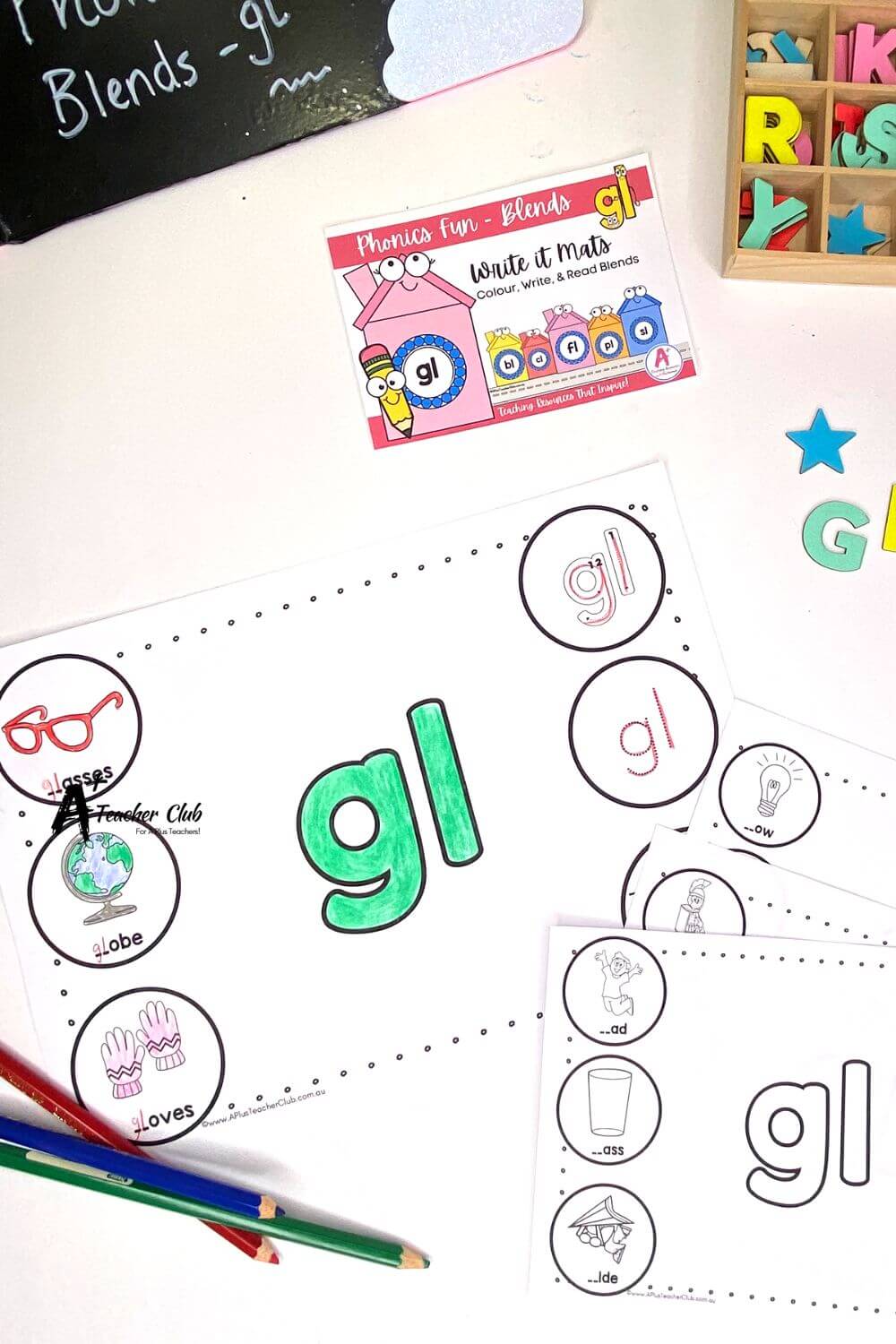 gl Consonant Blends Write it Mats