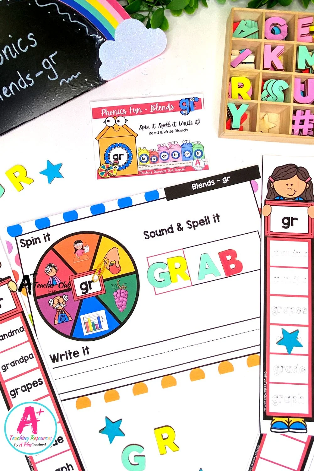 gr Consonant Blends Spin & Spell