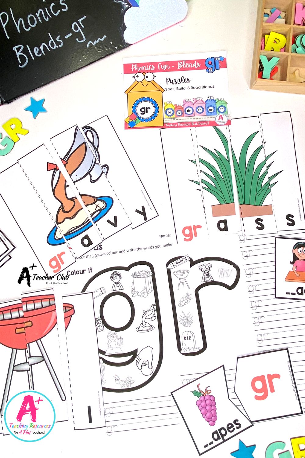 gr Consonant Blends Spell & Build Strip Puzzles