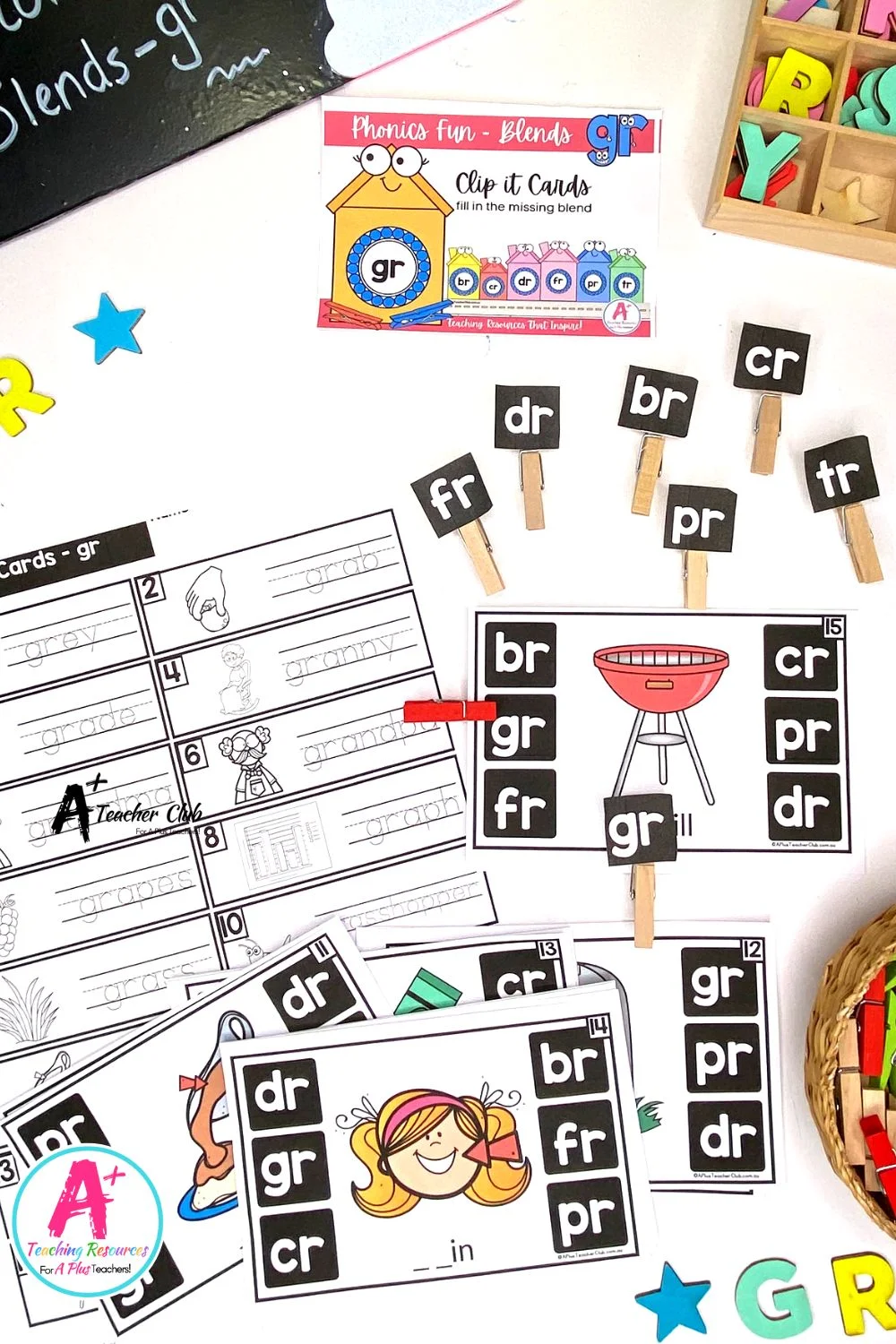 gr Consonant Blends Clip Cards