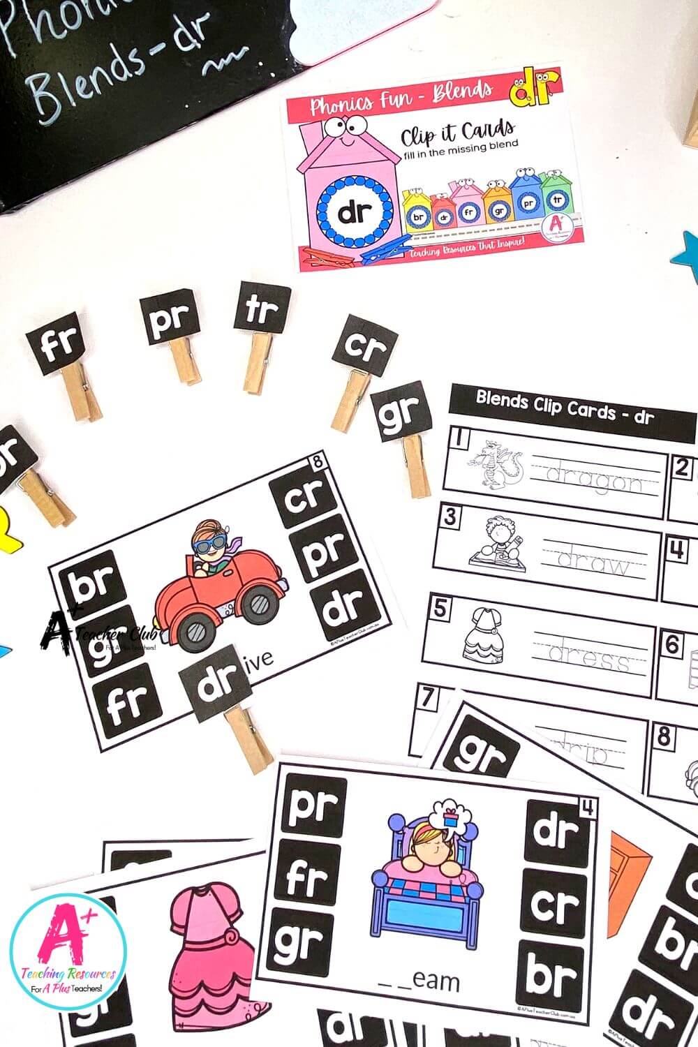 dr Consonant Blends Clip Cards