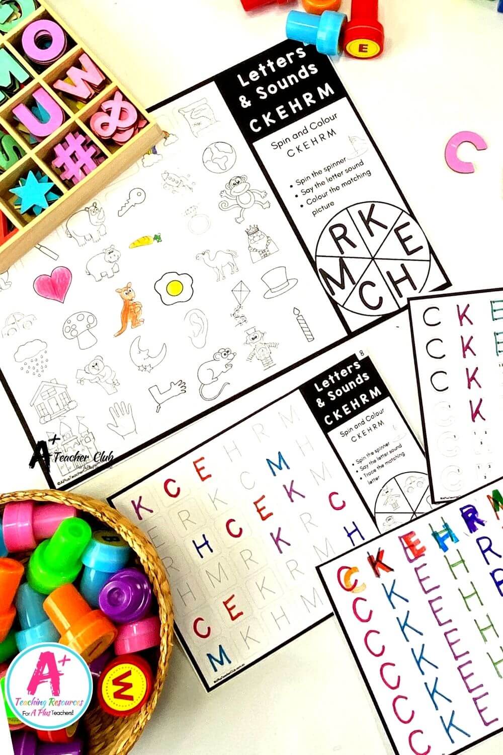 CKEHRM Spin & Colour Worksheets (B&W UPPER CASE)