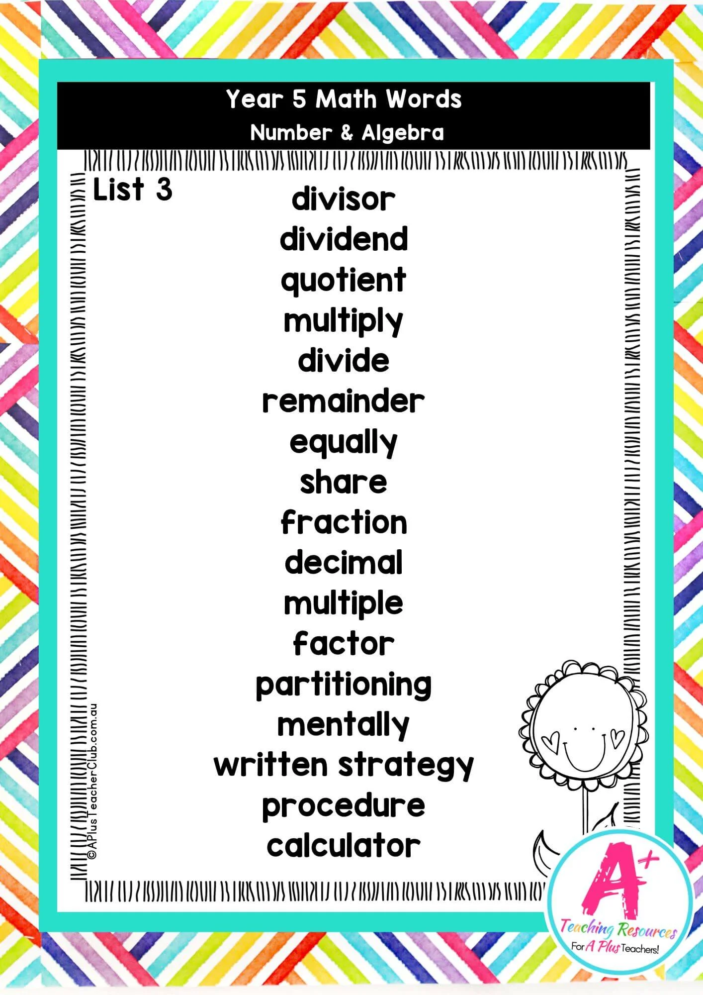 Year 5 Math Vocab Posters Number & Algebra