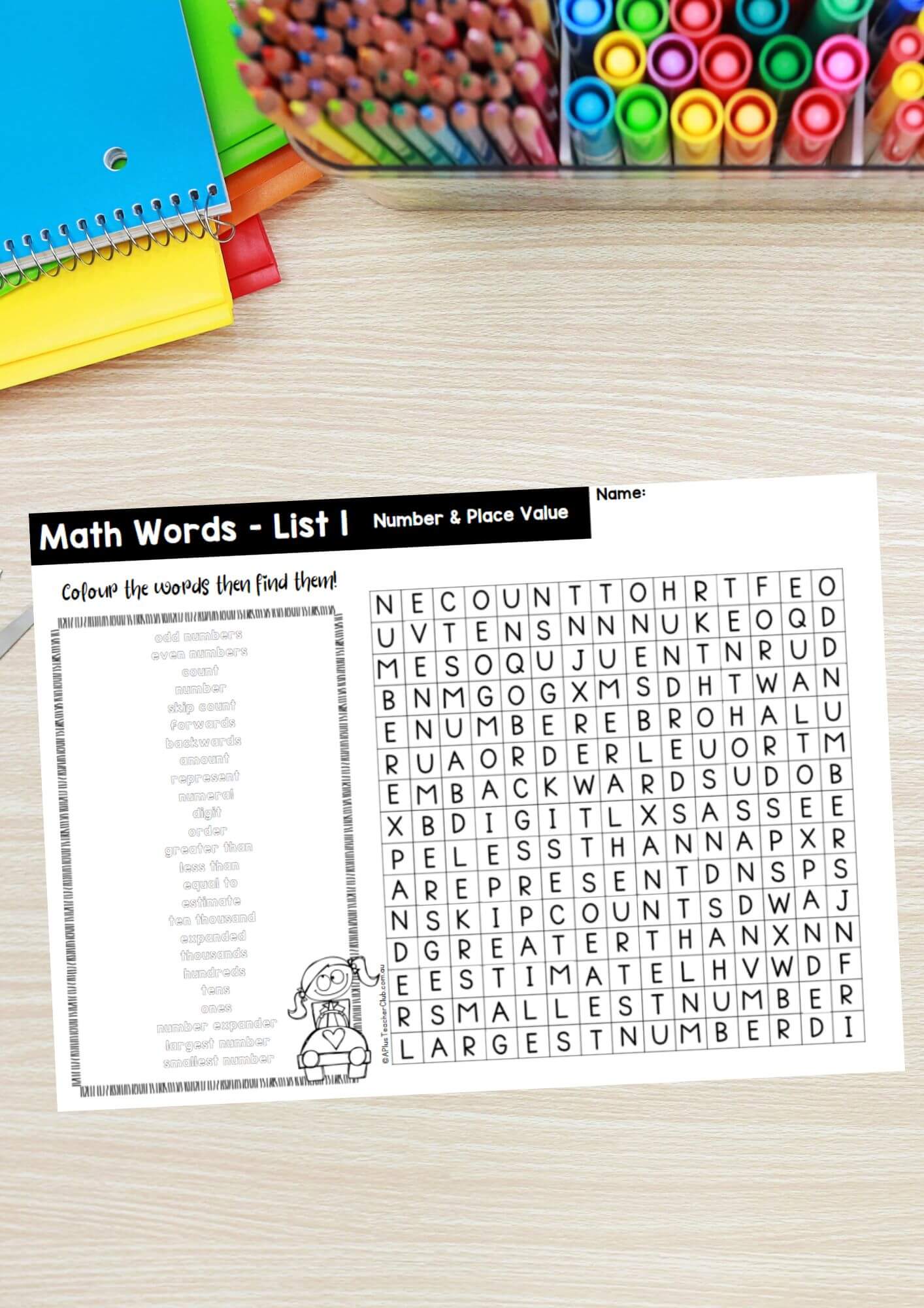 Year 3 Math Vocab Wordsearch Number & Place Value List 1