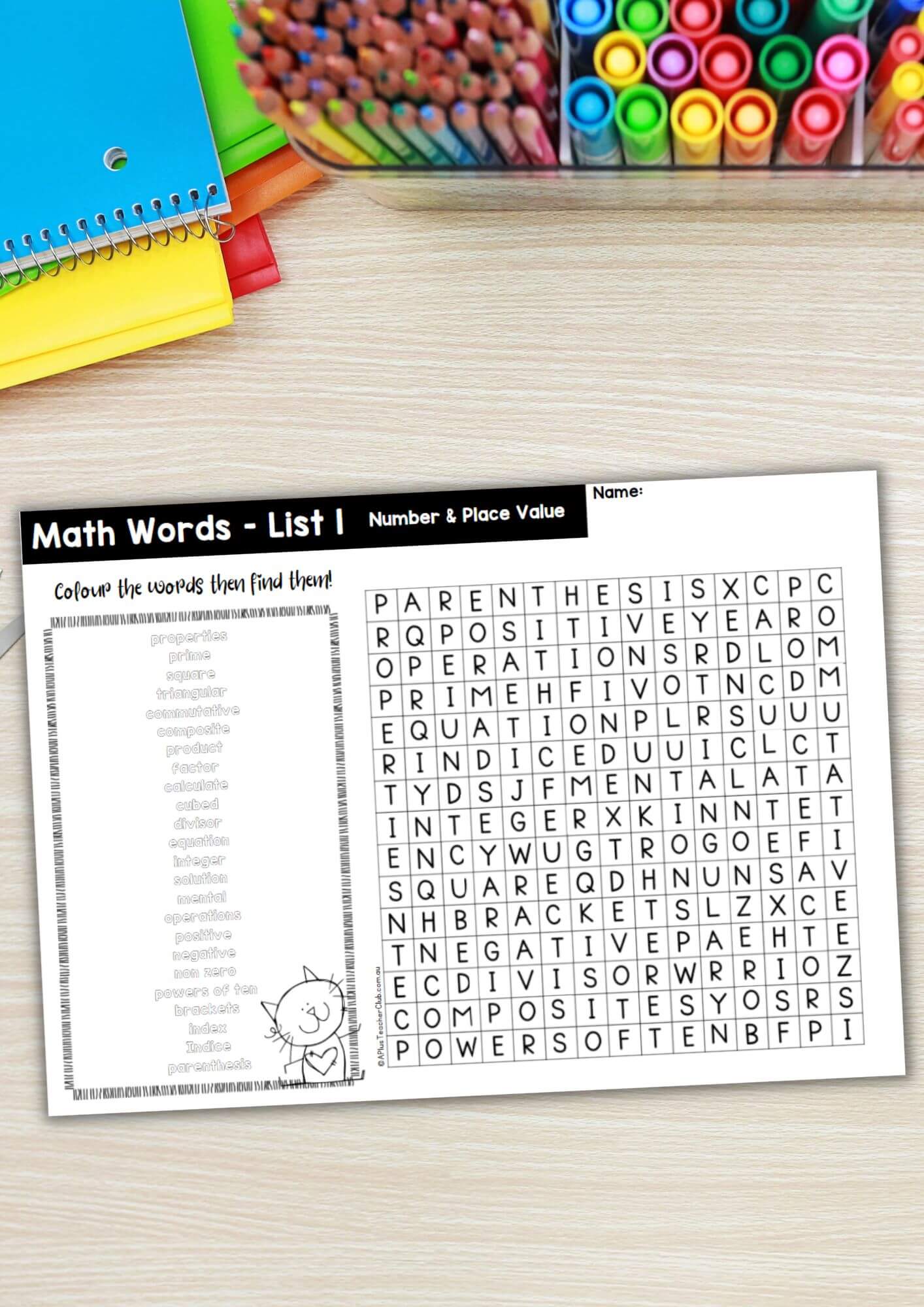 Year 6 Math Vocab Wordsearch Number & Place Value List 1
