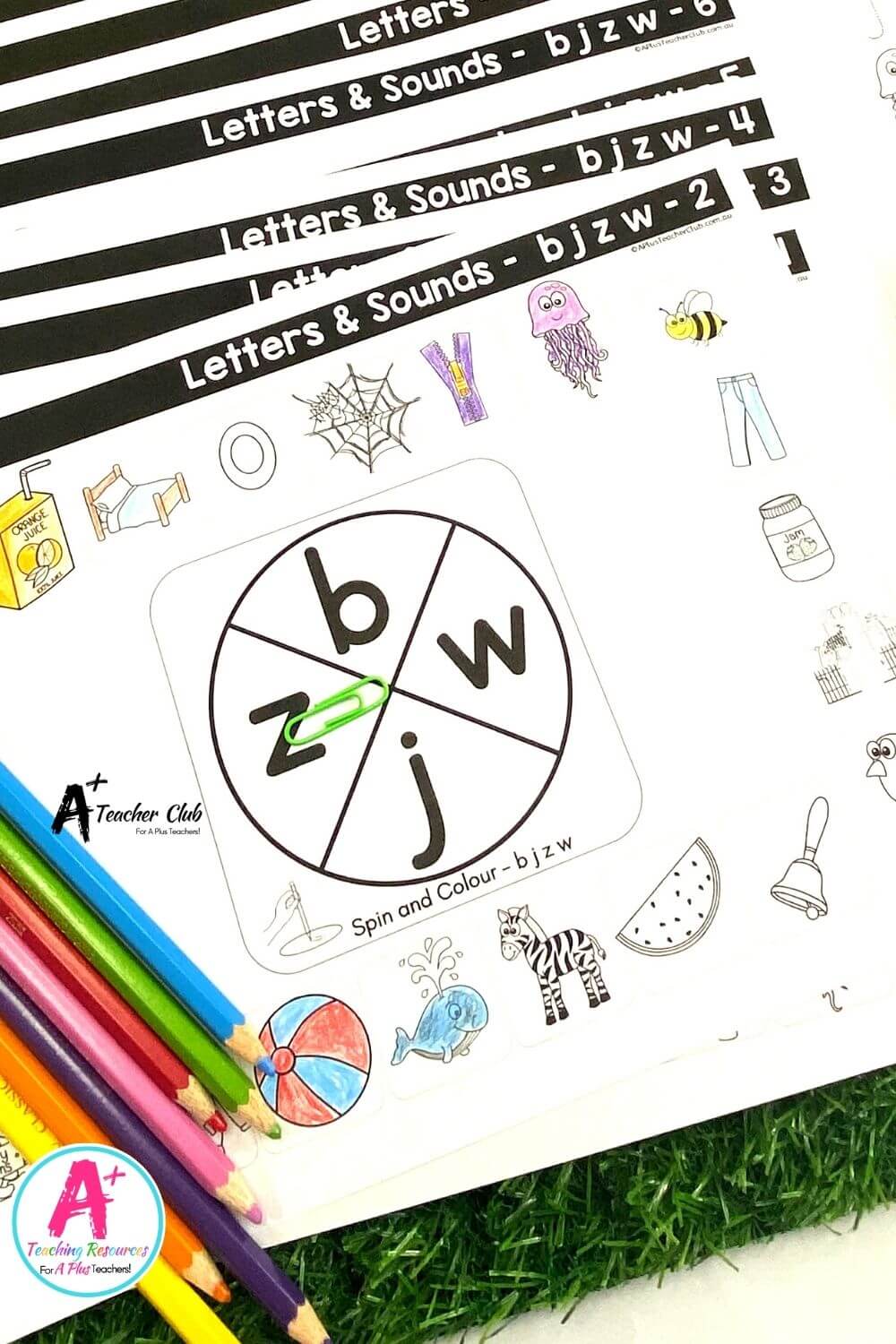 BJZW Spin & Colour Worksheets (B&W LOWER CASE)