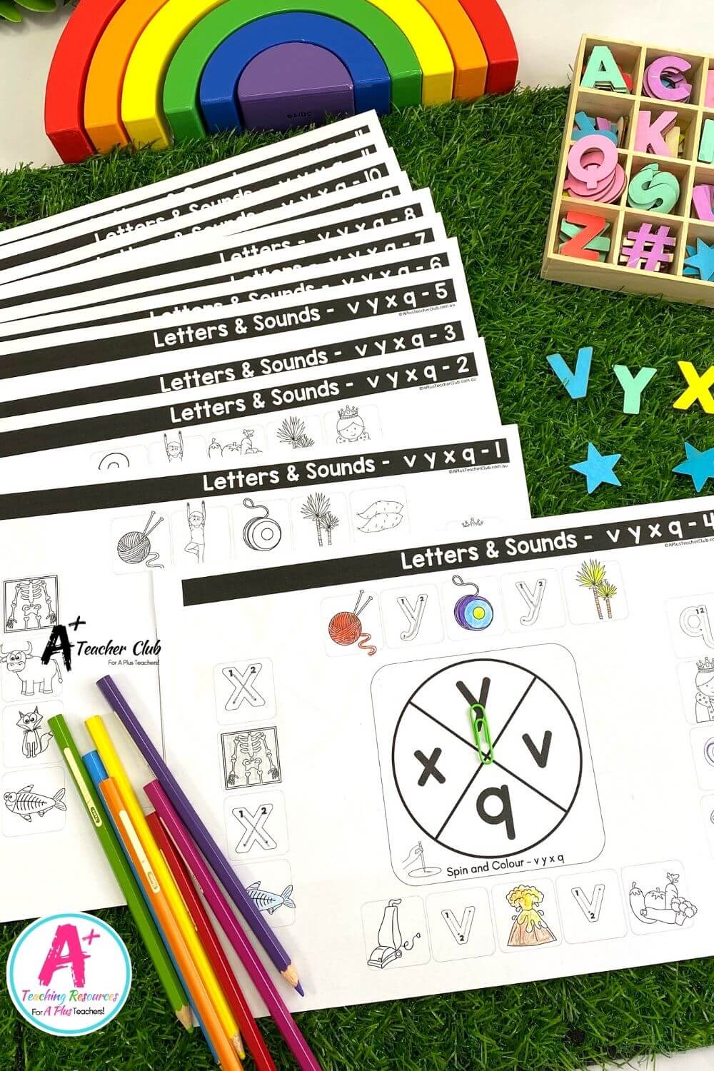 VYXQ Spin & Colour Worksheets (B&W LOWER CASE)