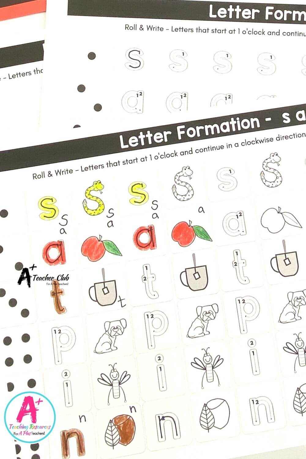 SATPIN Letter Formation Roll & Colour Dice Games (B&W)