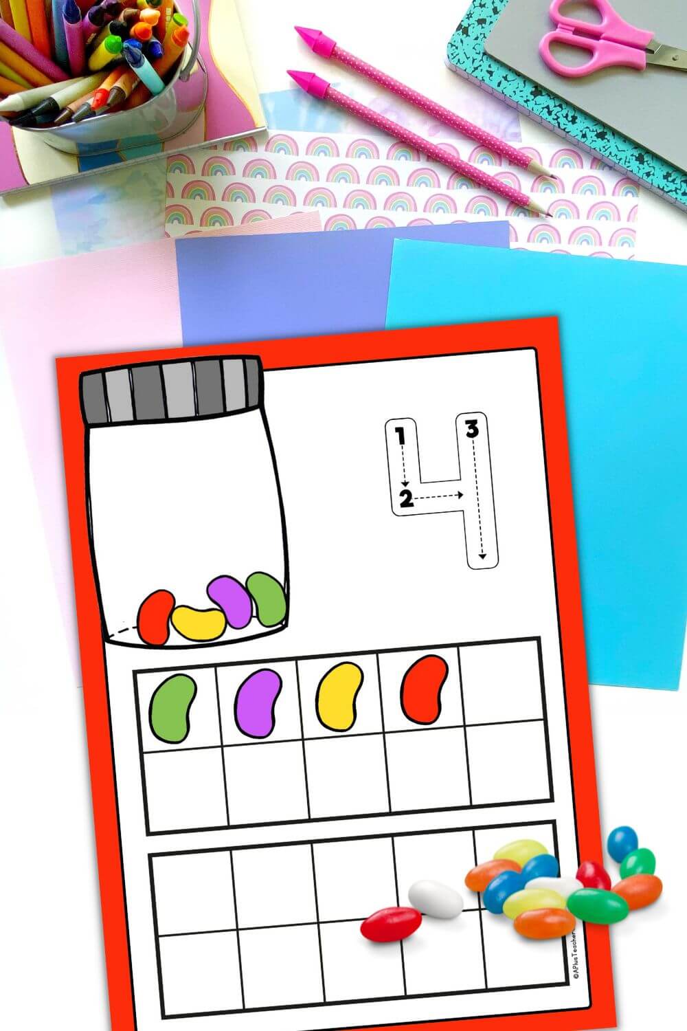 Jelly Bean Math Mats 0-30 Ten Frames (Filled) - Letter Font