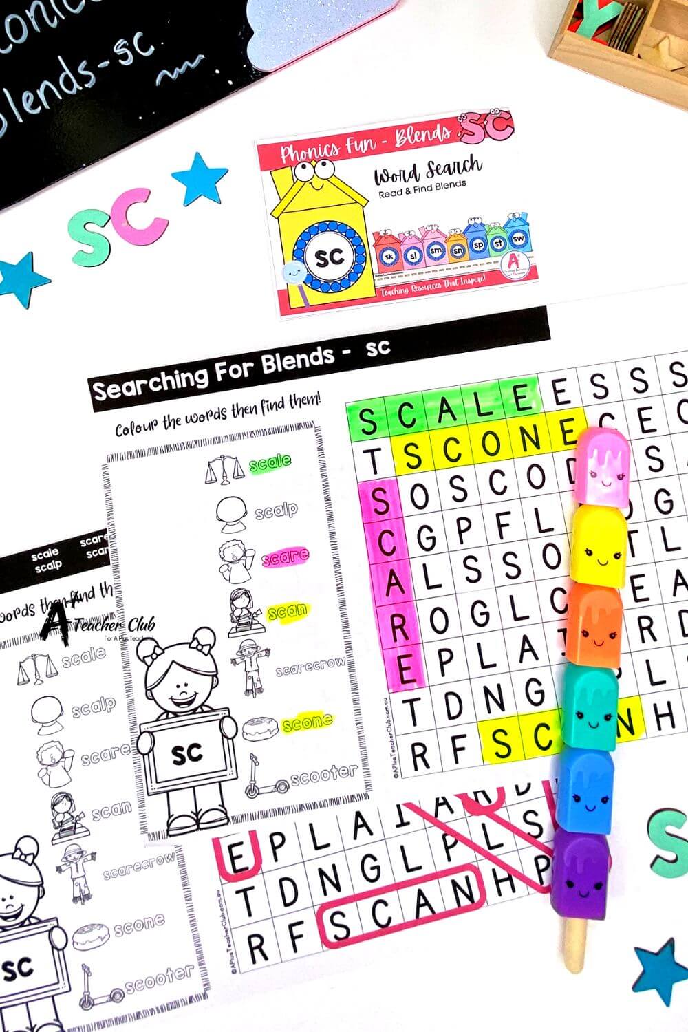 sc Consonant Blends Word Search