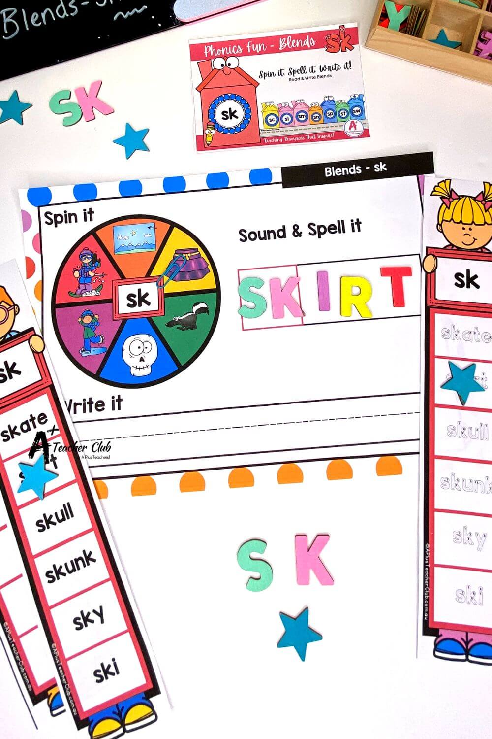 sk Consonant Blends Spin & Spell