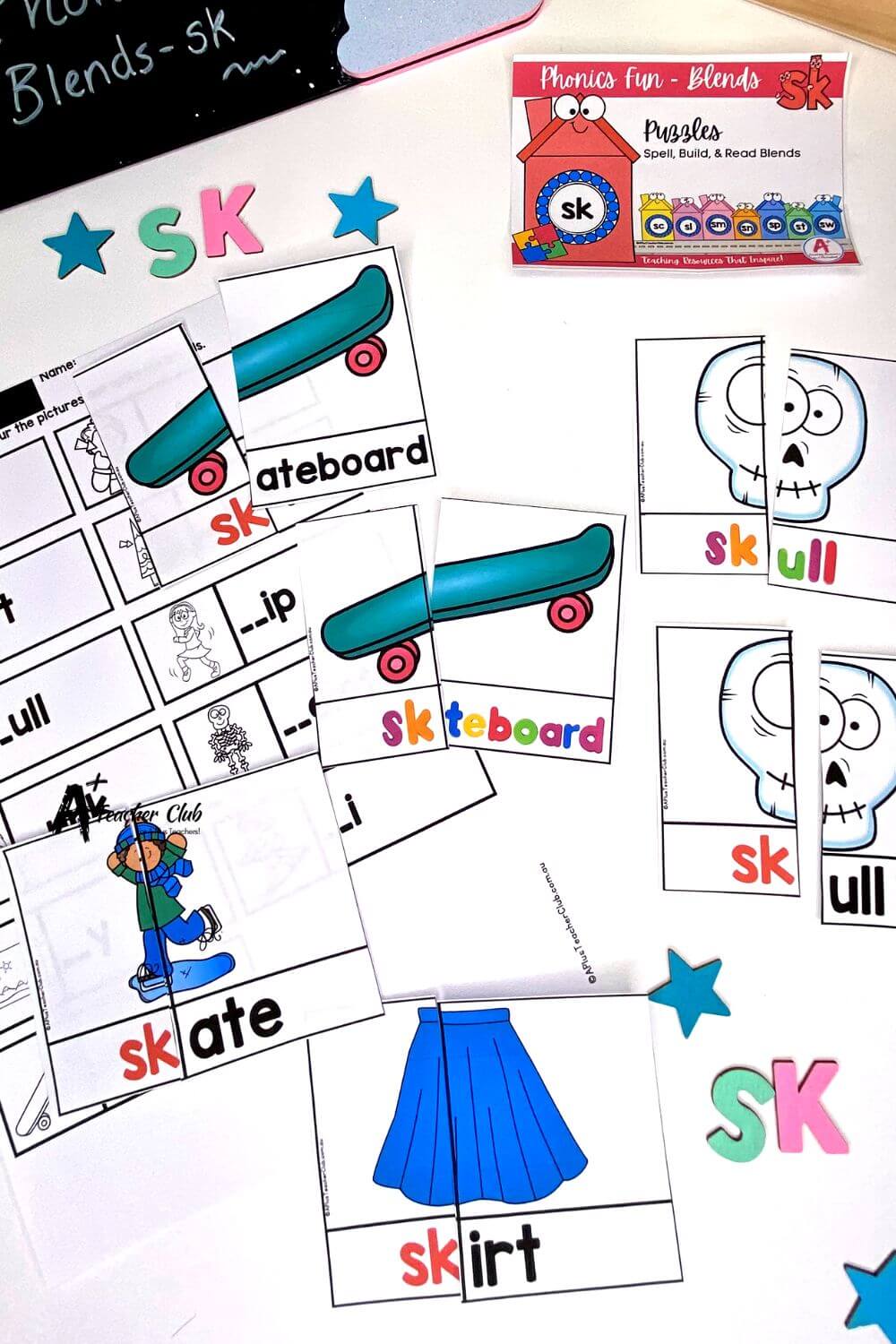 sk Consonant Blends Colour 2 Piece Puzzles