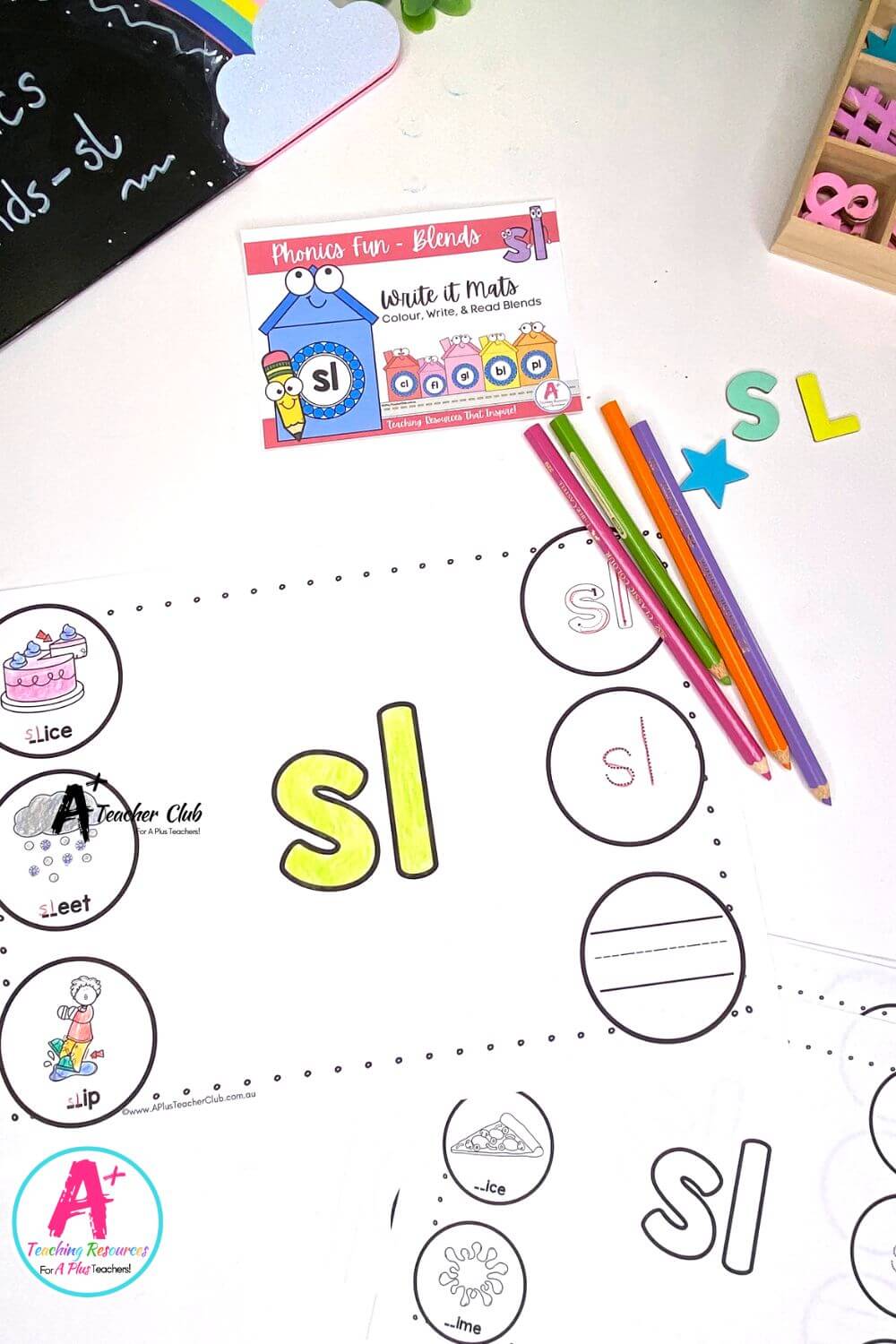 sl Consonant Blends Write it Mats