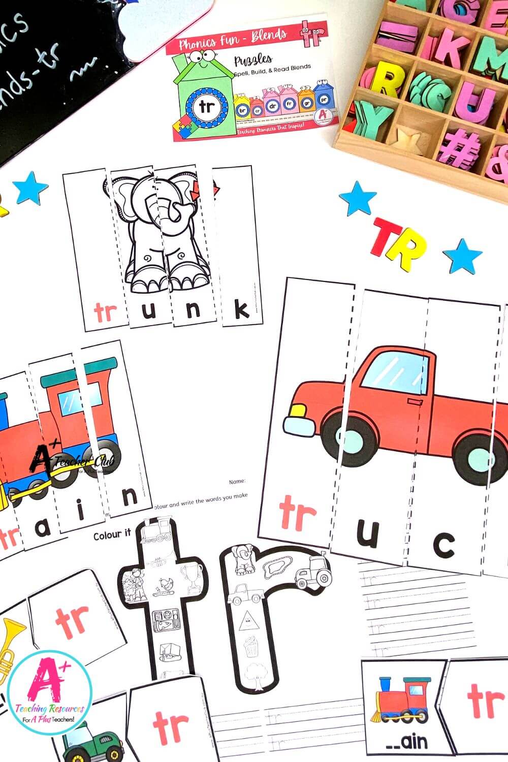 tr Consonant Blends Spell & Build Strip Puzzles