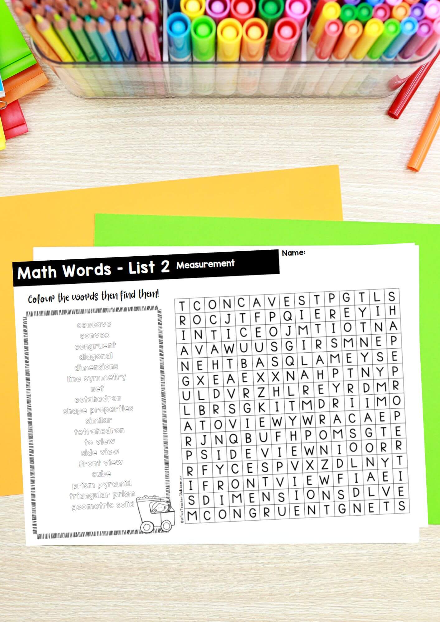 Year 5 Math Vocab Wordsearch Measurement & Geometry List 2