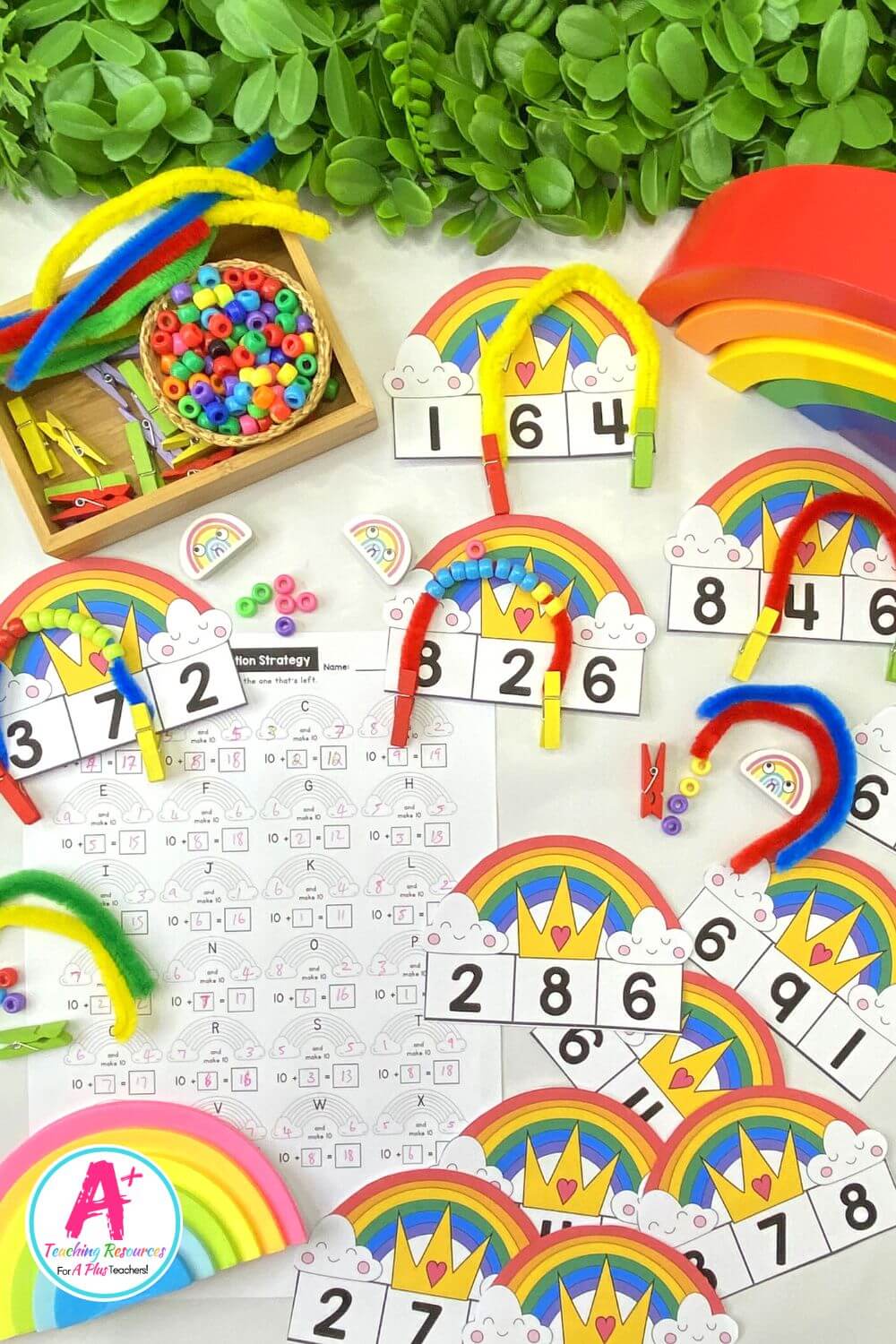 Bridging To 10 Mental Maths Strategy Rainbows Clip Cards