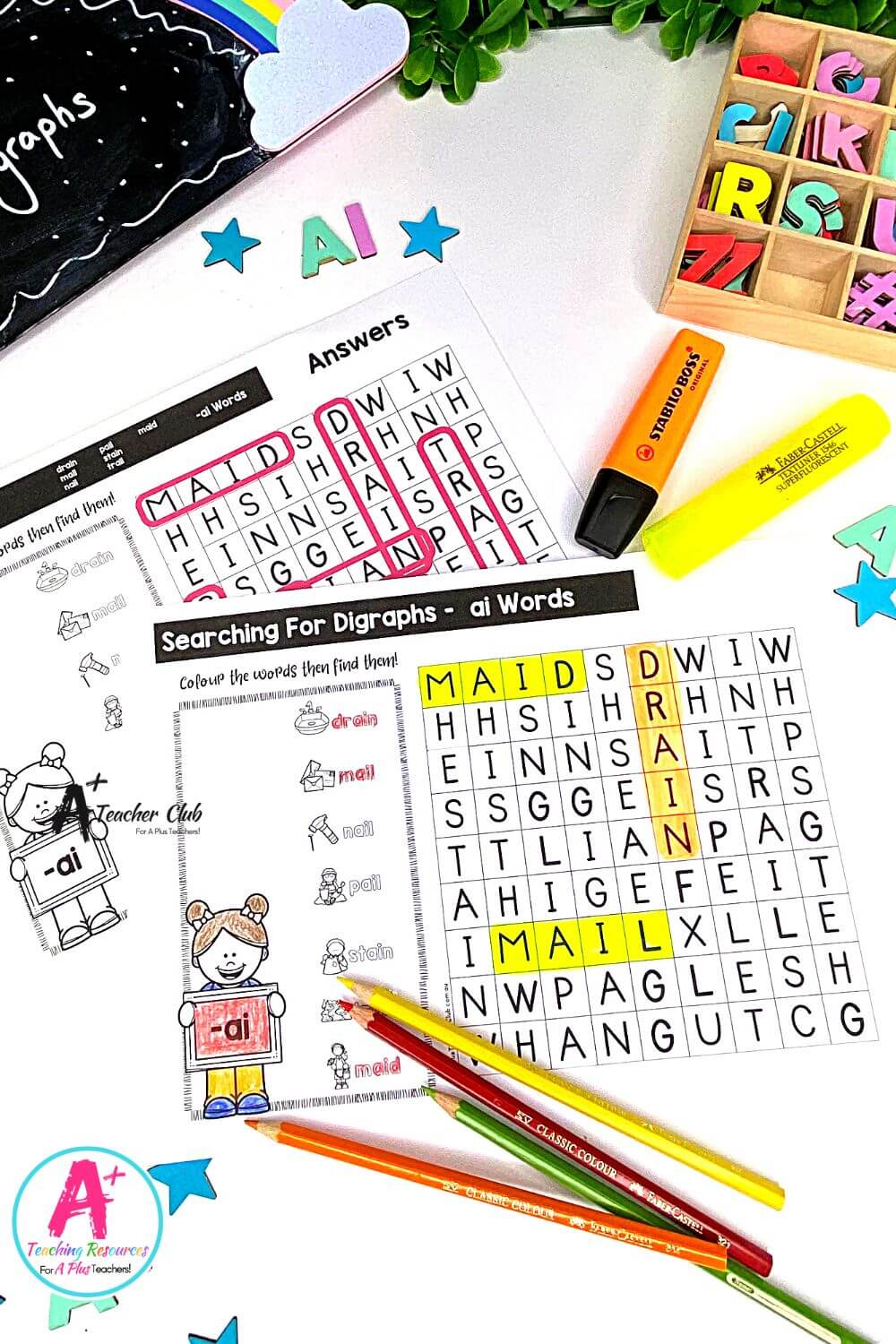 ai Vowel Digraph Activities Word Search