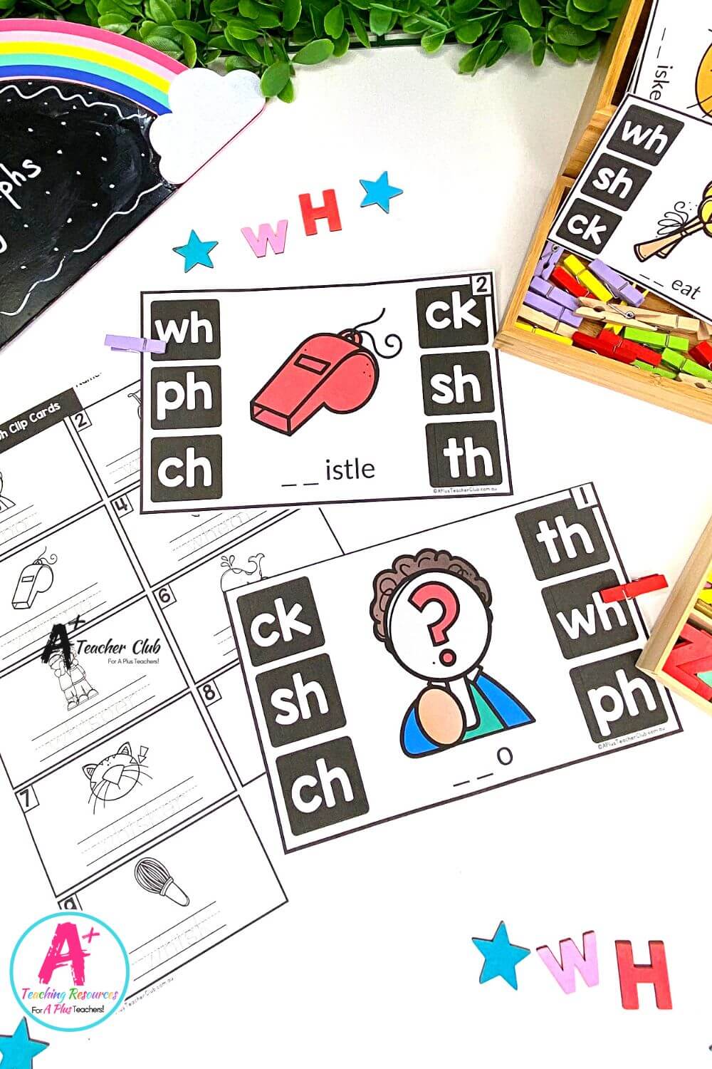 Initial wh Digraph Activities Clip Cards