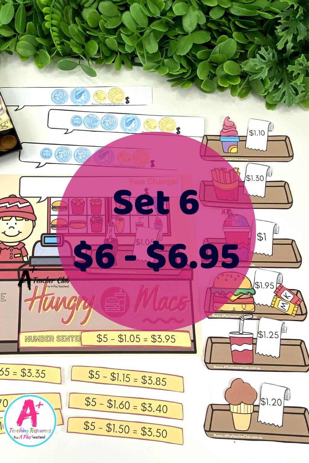 Counting Change Games - Fast Food Set 6 ($6-$6.95)