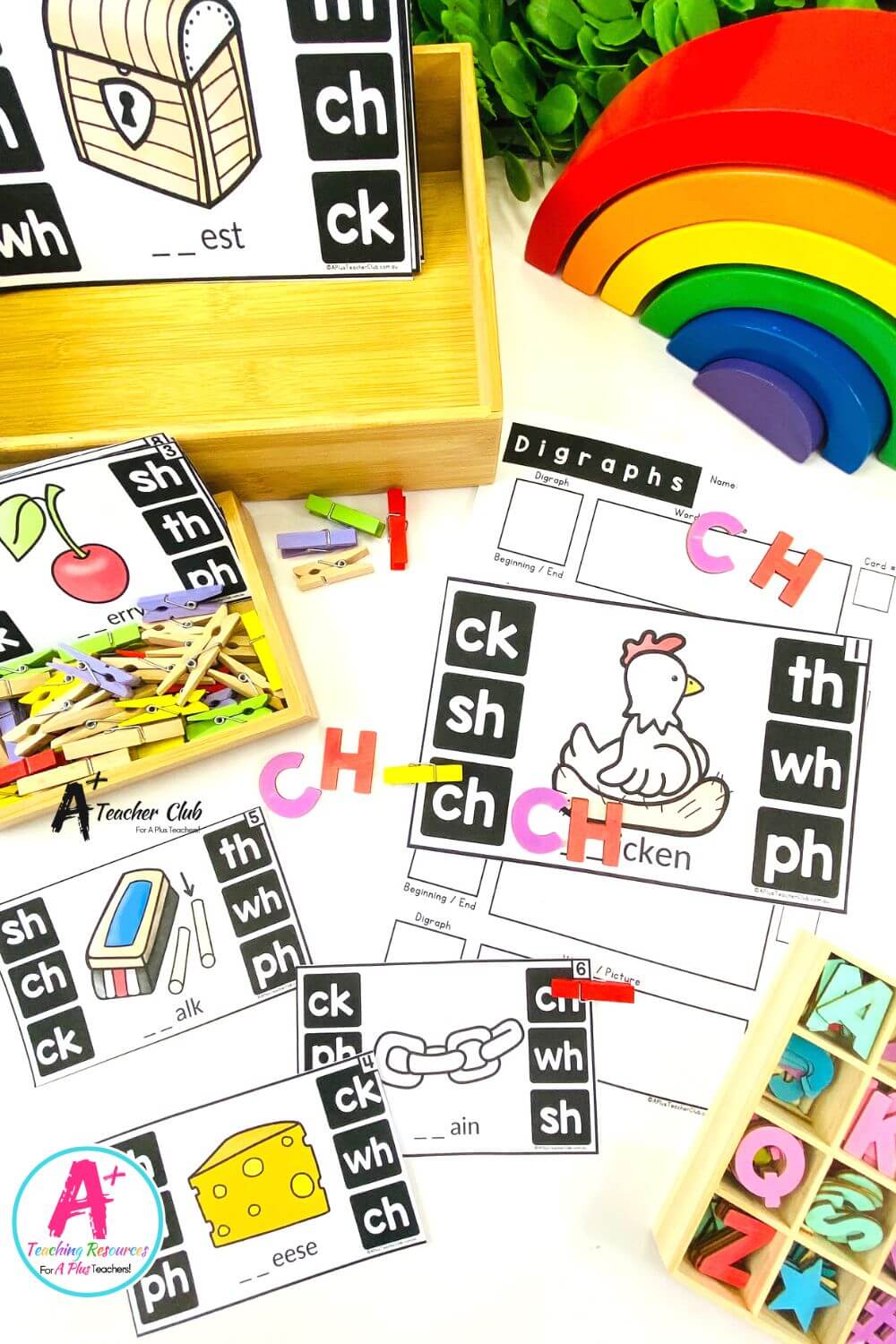 Initial ch Digraph Activities Clip Cards