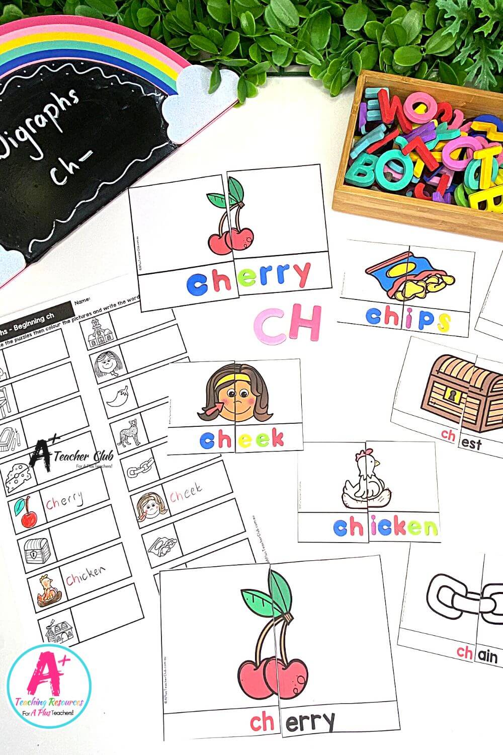 Initial ch Digraph Activities 2 Piece Colour Puzzles