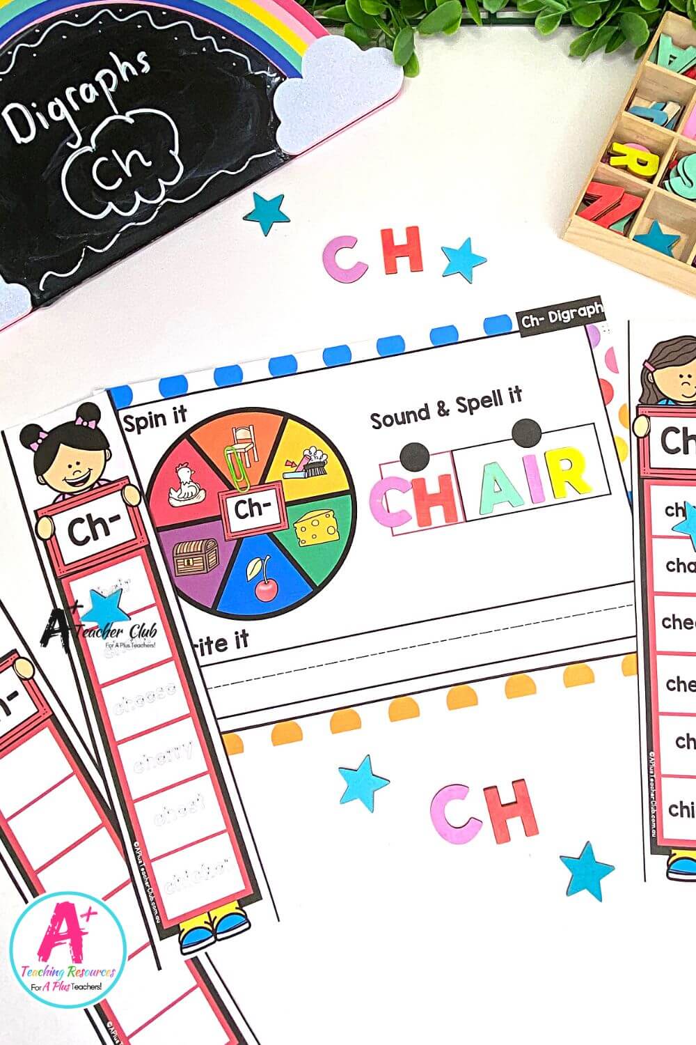 Initial ch Digraph Activities Spin & Spell
