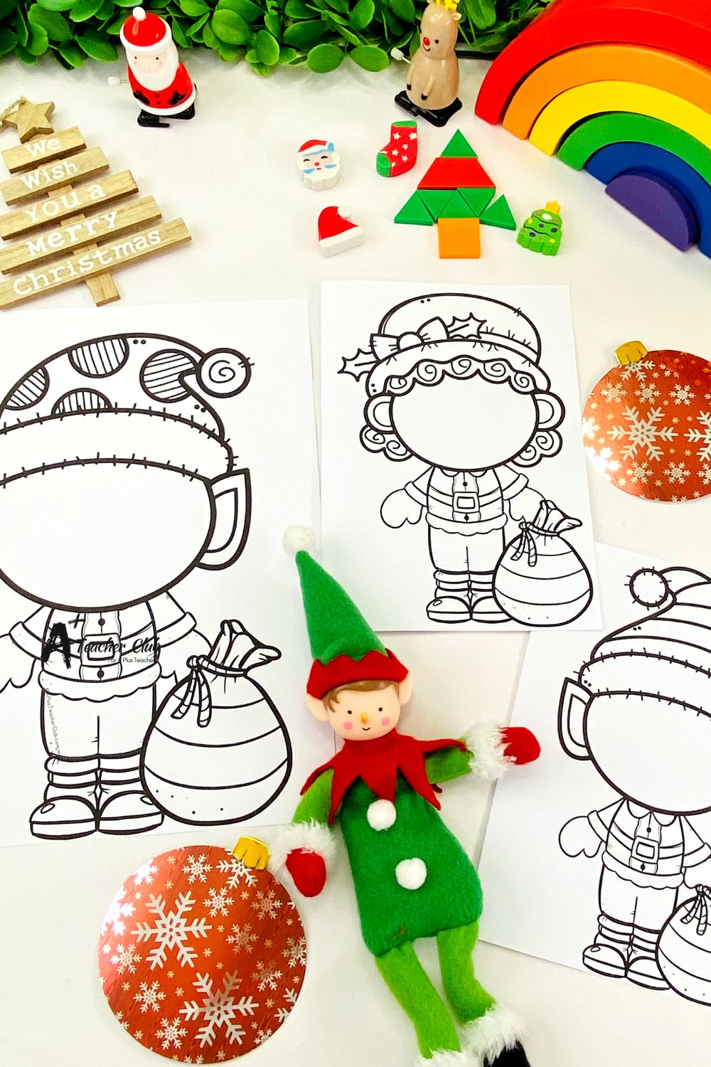 Christmas Colouring Elf Yourself Template