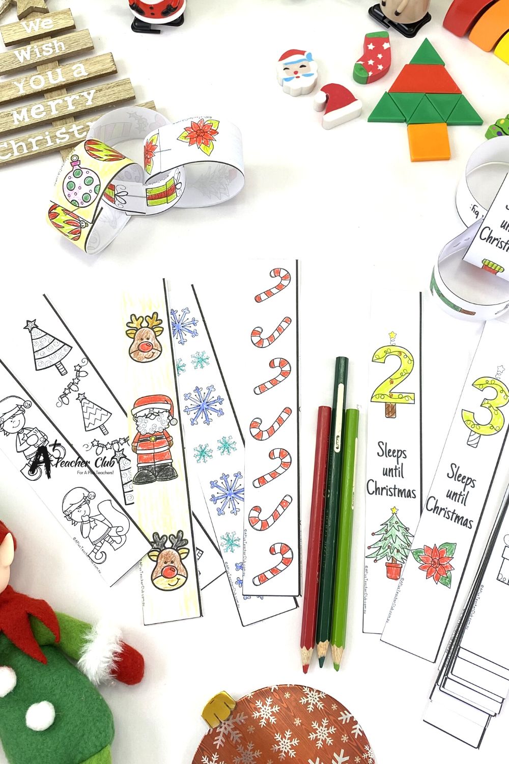 Christmas Colouring Paper Chain Templates