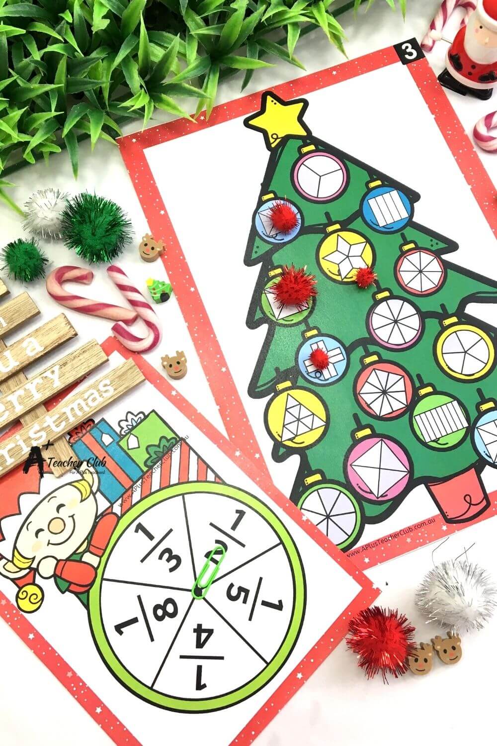 Christmas Maths Fraction Trees Spin & Cover