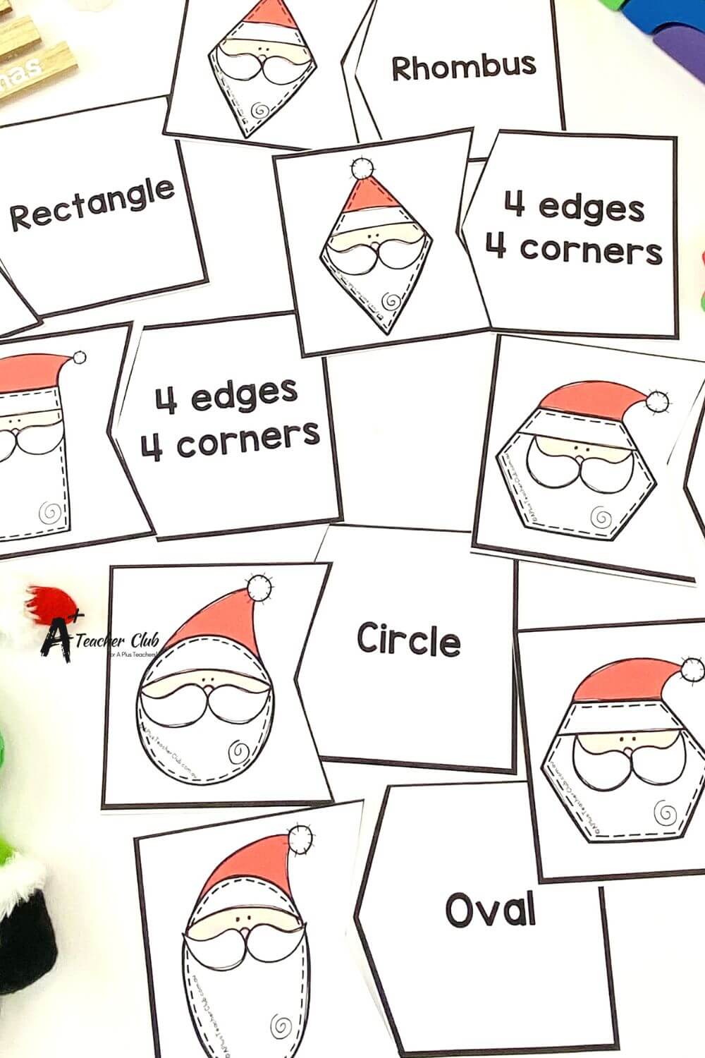 Christmas Maths 2D Shapes Santa Puzzles
