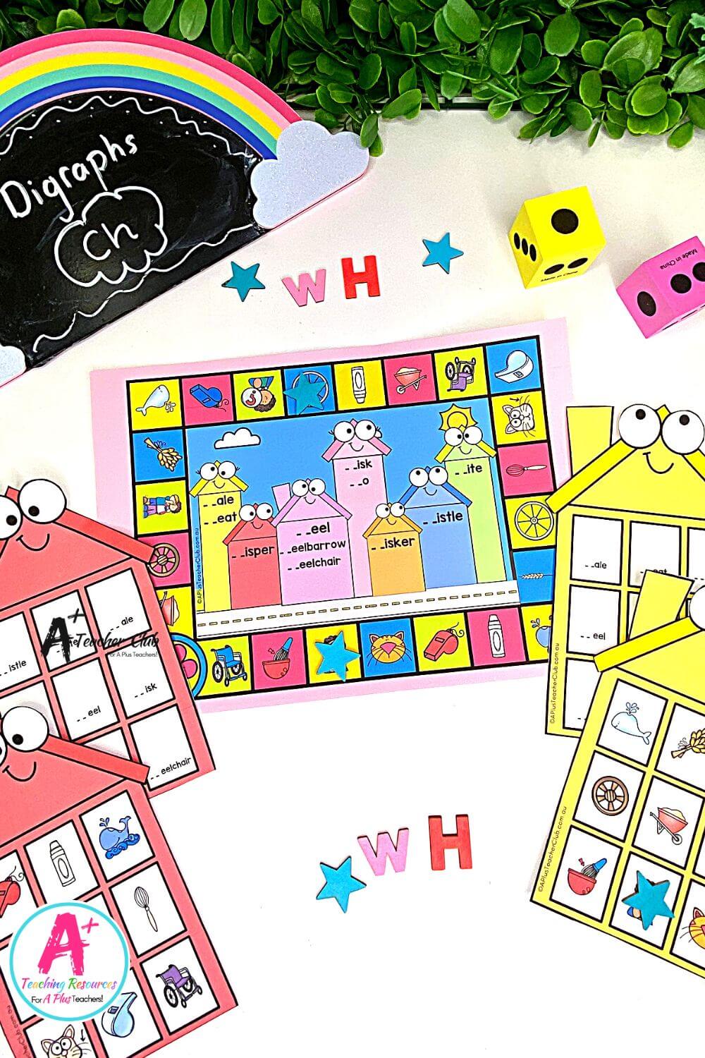 Initial wh Digraph Activities Board Game