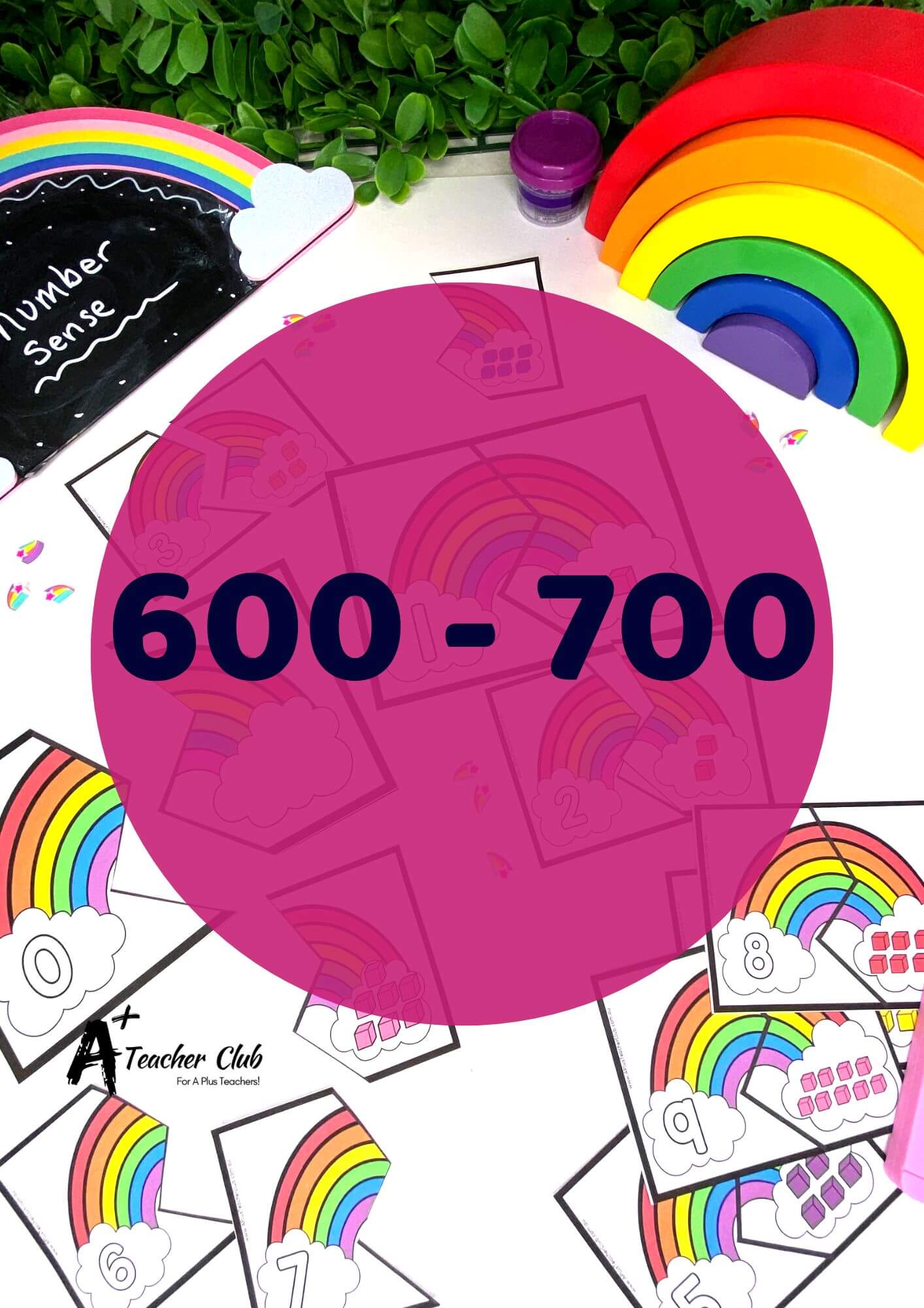 Rainbow Number Sense Puzzles 600-700 Base 10