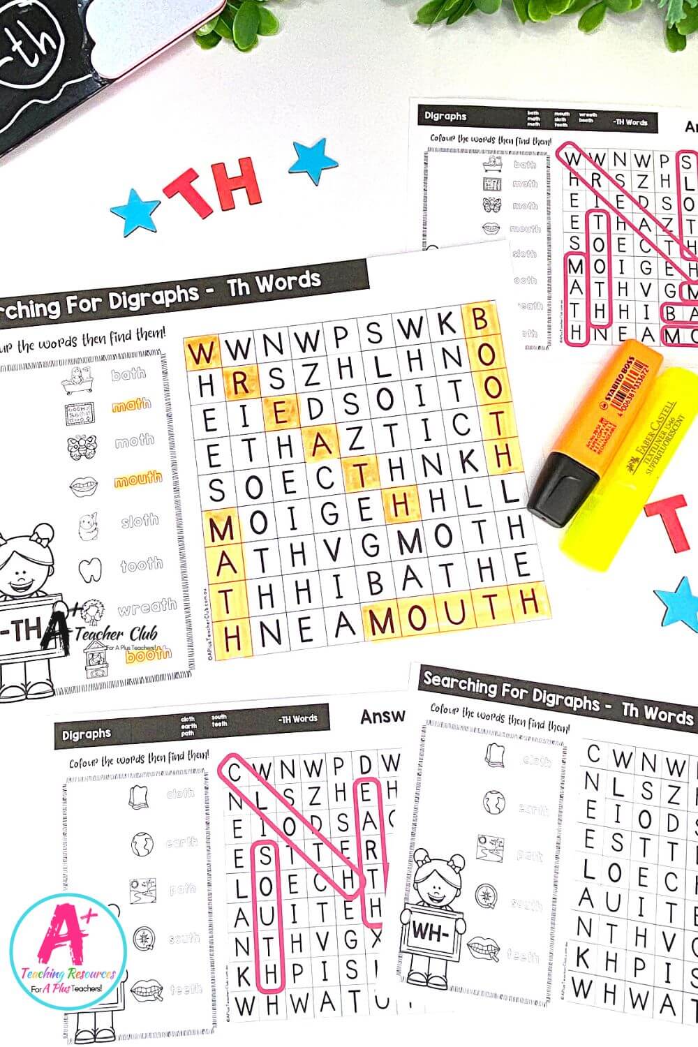 Final th Digraph Activities Word Search