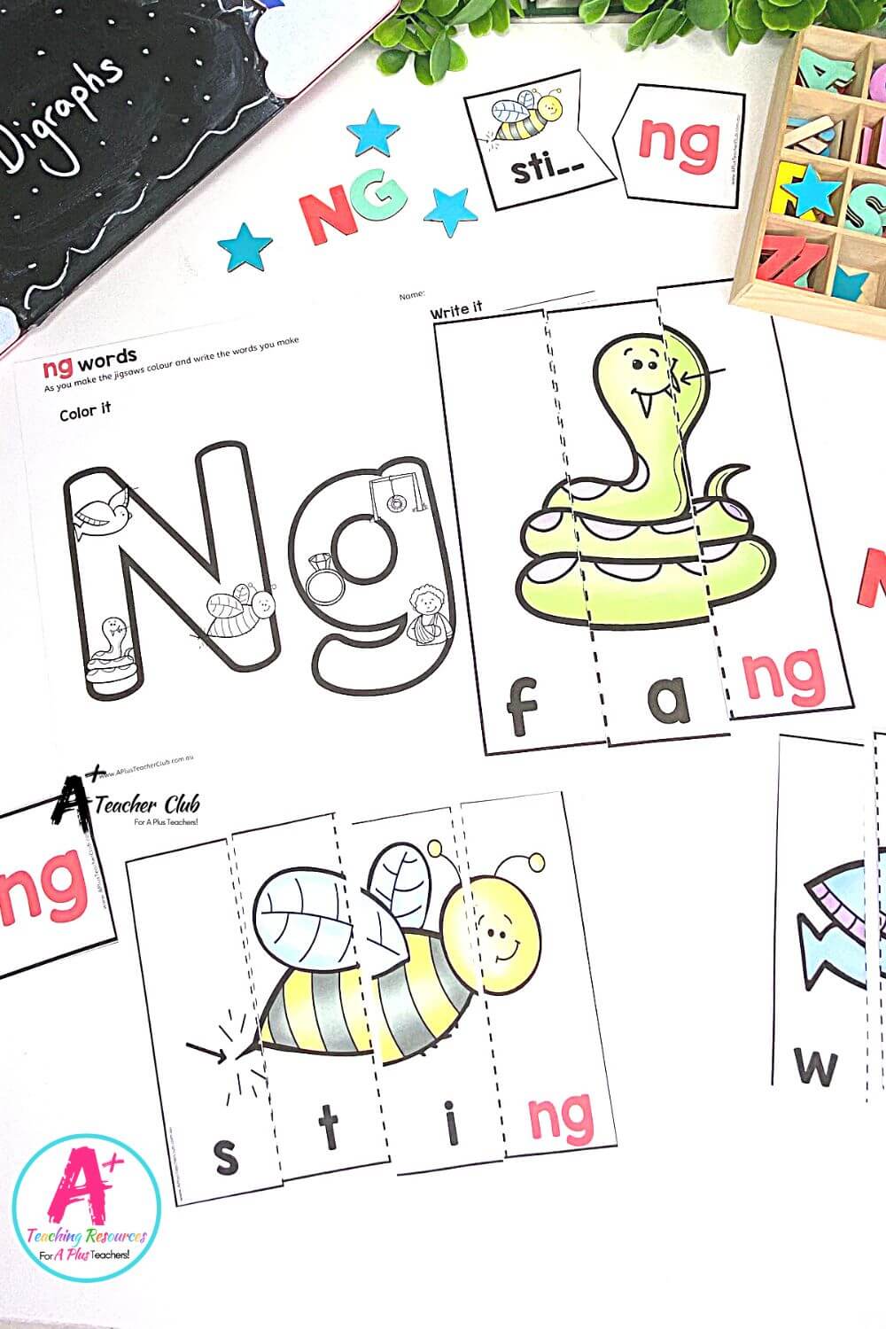 ng Vowel Digraph Activities Strip Puzzles