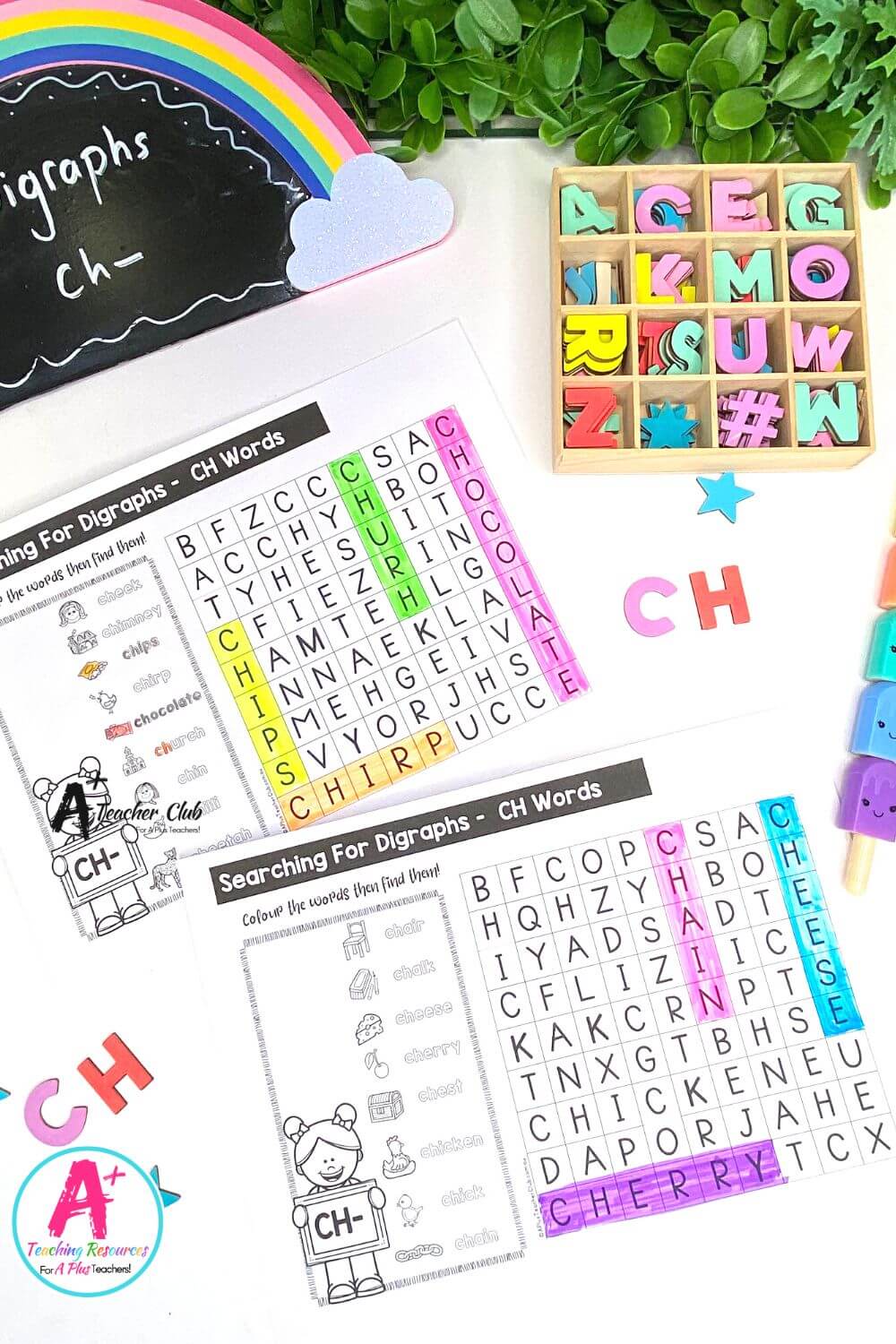 Initial ch Digraph Activities Word Search