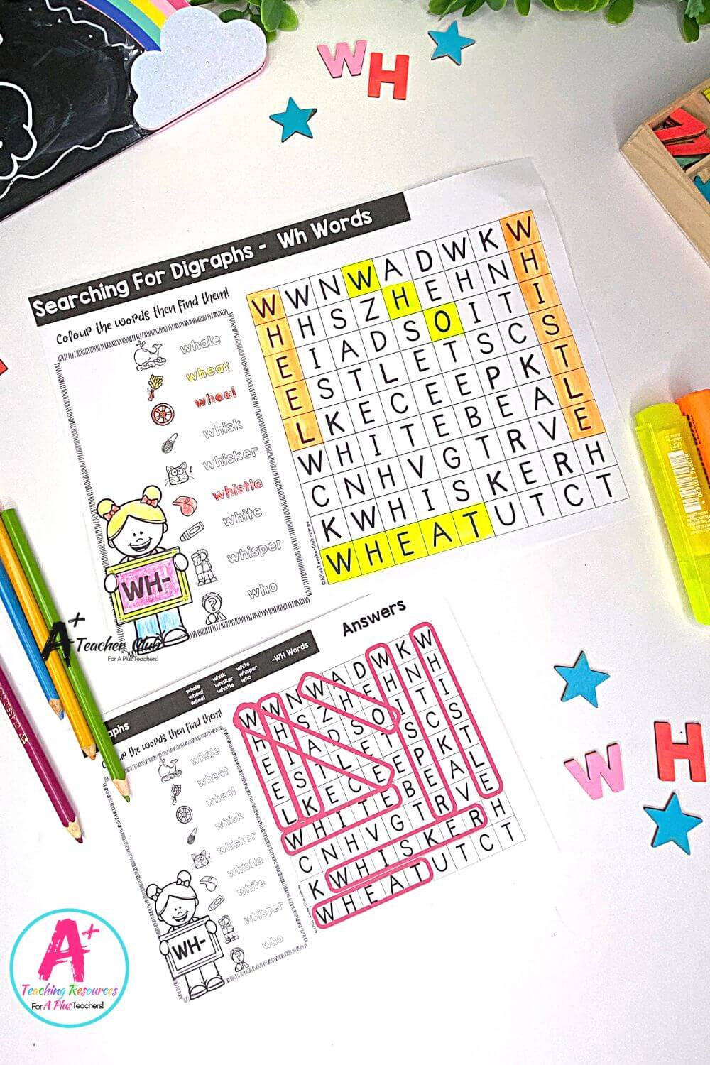 Initial wh Digraph Activities Word Search