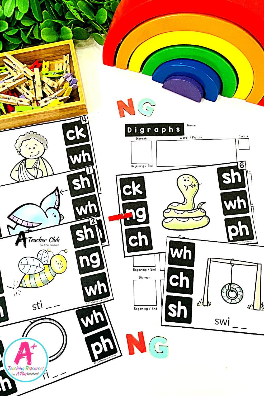 ng Vowel Digraph Activities Clip Cards