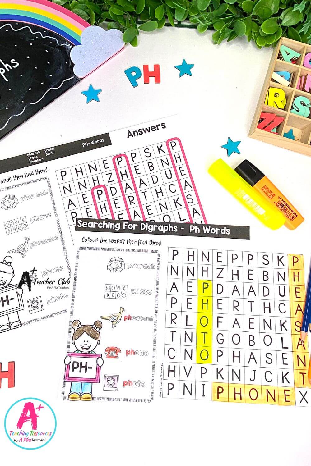 Initial ph Digraph Activities Word Search