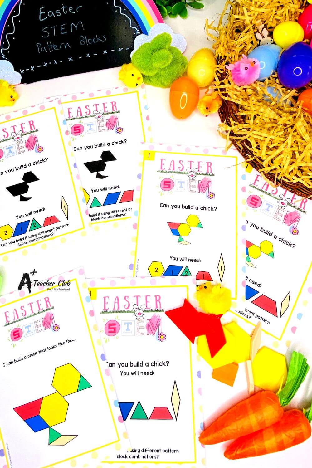 Easter Maths Pattern Blocks STEM Cards