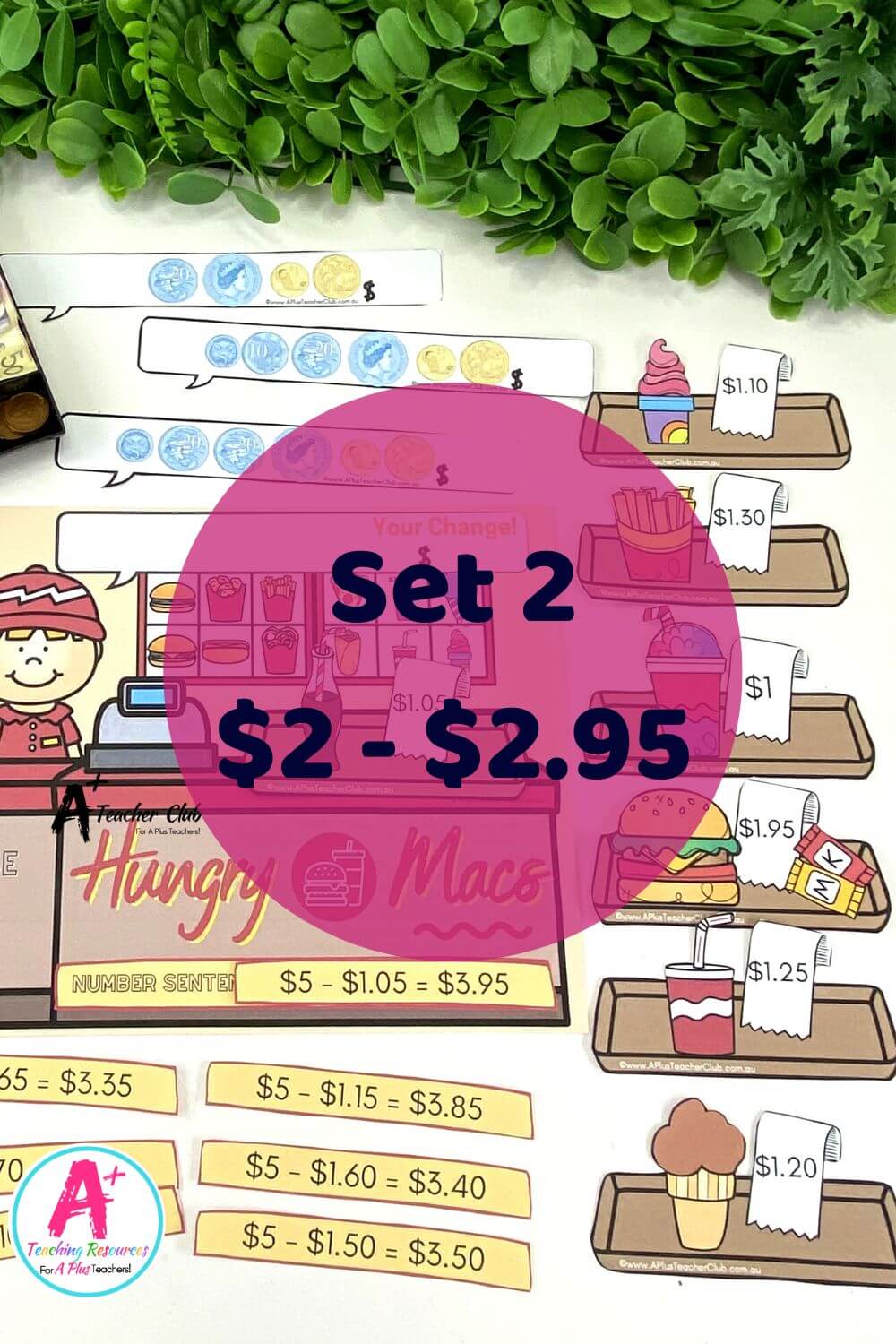 Counting Change Games - Fast Food Set 2 ($2-$2.95)